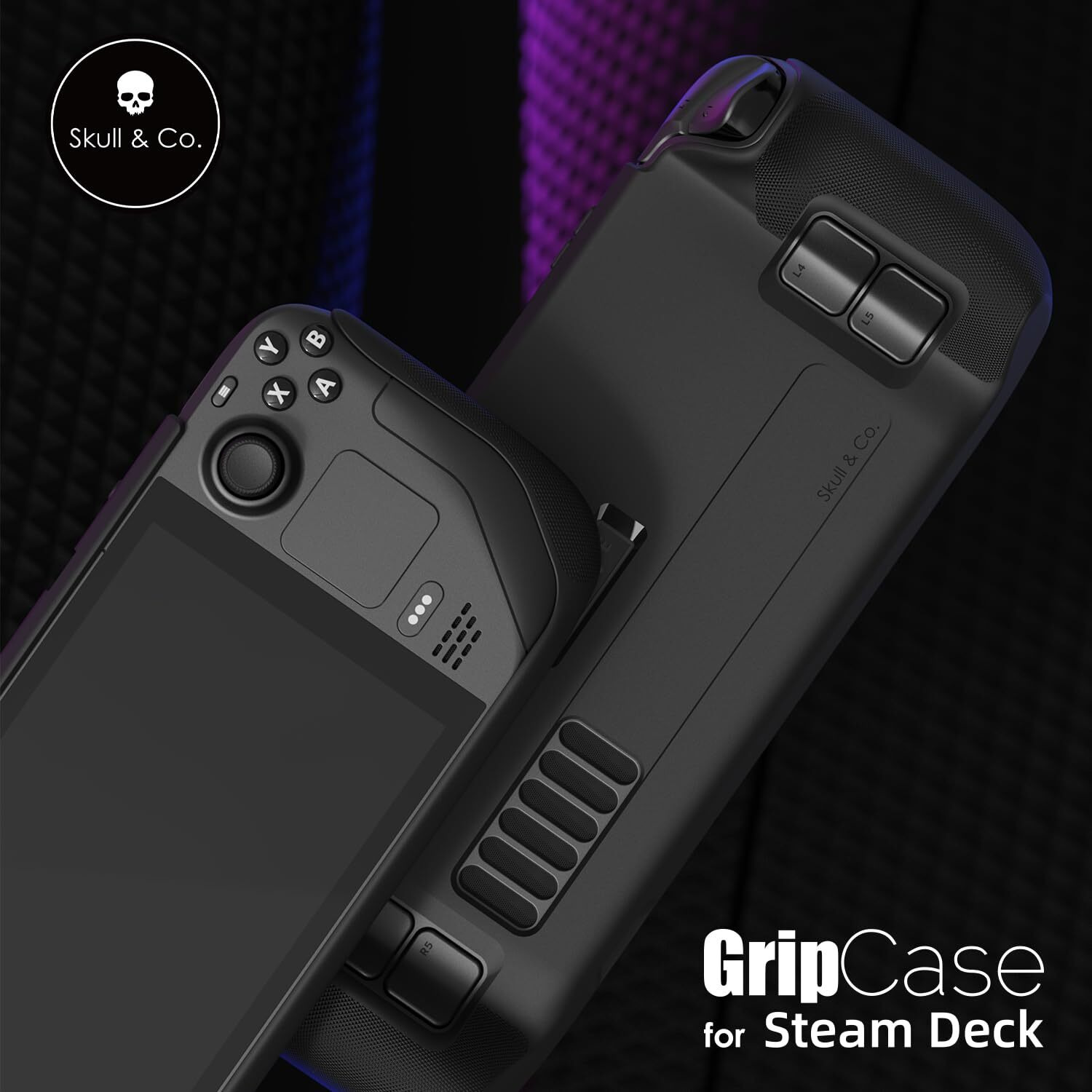 Skull & Co. Gripcase Sd For Steam Deck A Soft Protective Case With Textured Grips Full Protection And Stand, Shock-Absorption Non-Slip And Anti-Scratch Cover Design - Coyote Gray