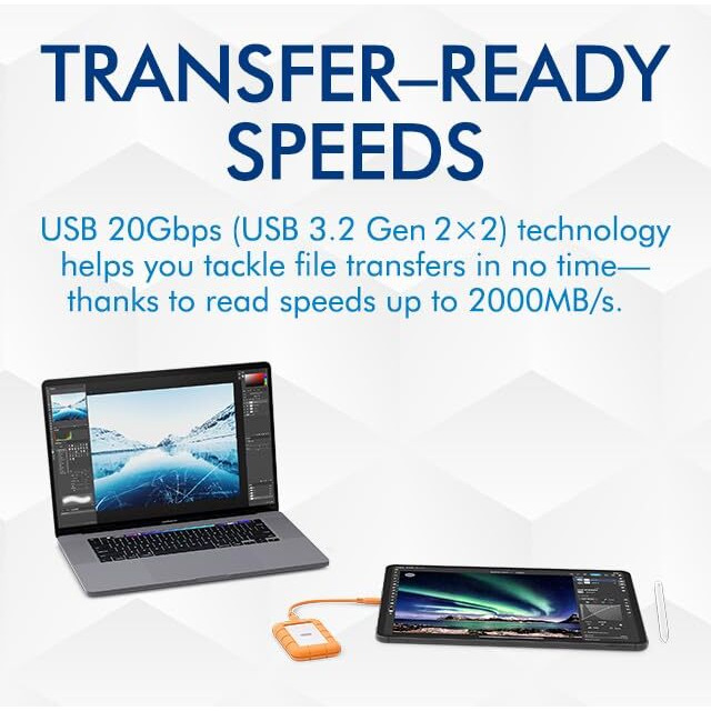 Lacie Rugged Mini Ssd 2Tb Solid State Drive - Usb 3.2 Gen 2X2, Speeds Up To 2000Mb/S, Compatible With Pc, Mac, And Ipad (Stmf2000400)