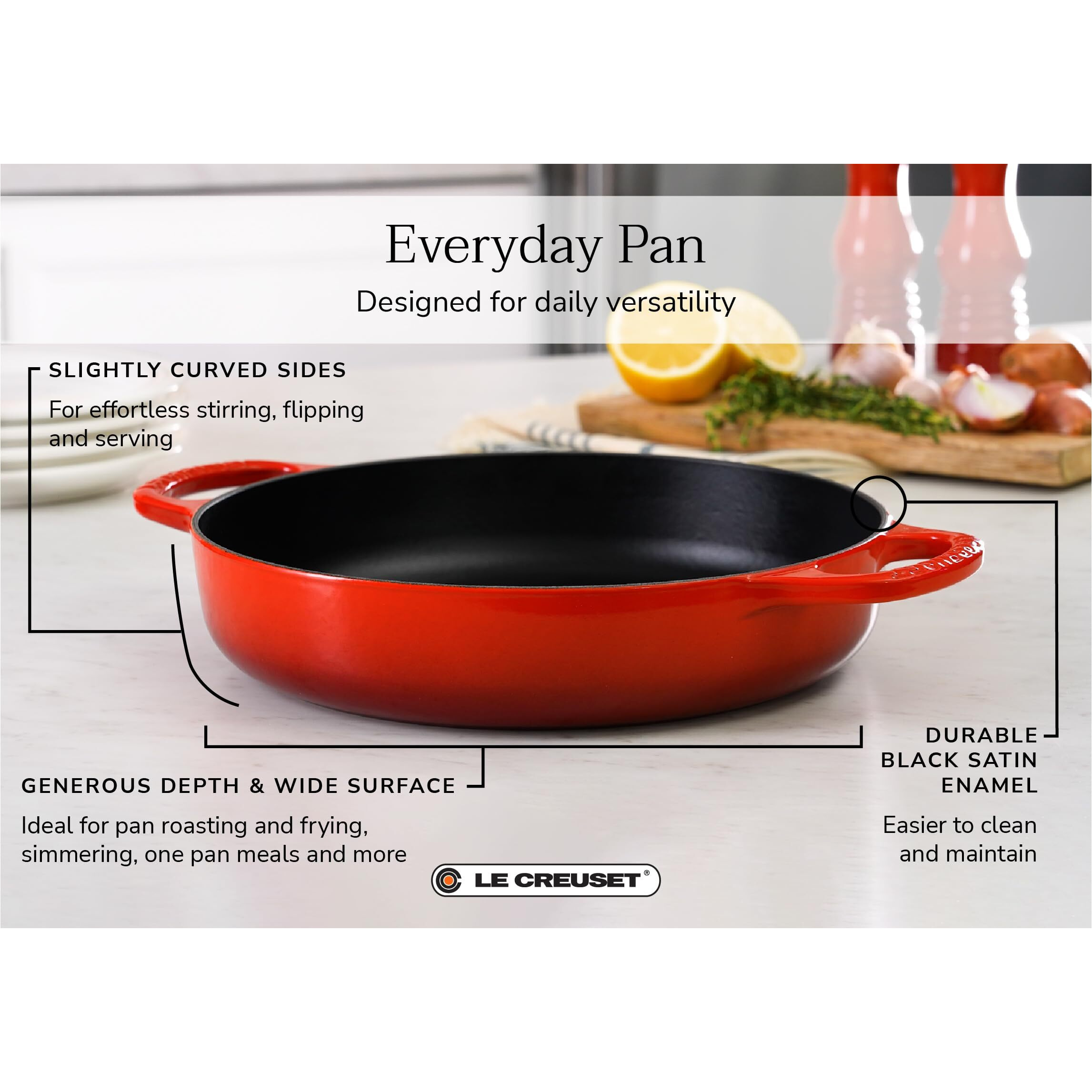 Le Creuset Signature Cast Iron Everyday Pan, 11", Cerise