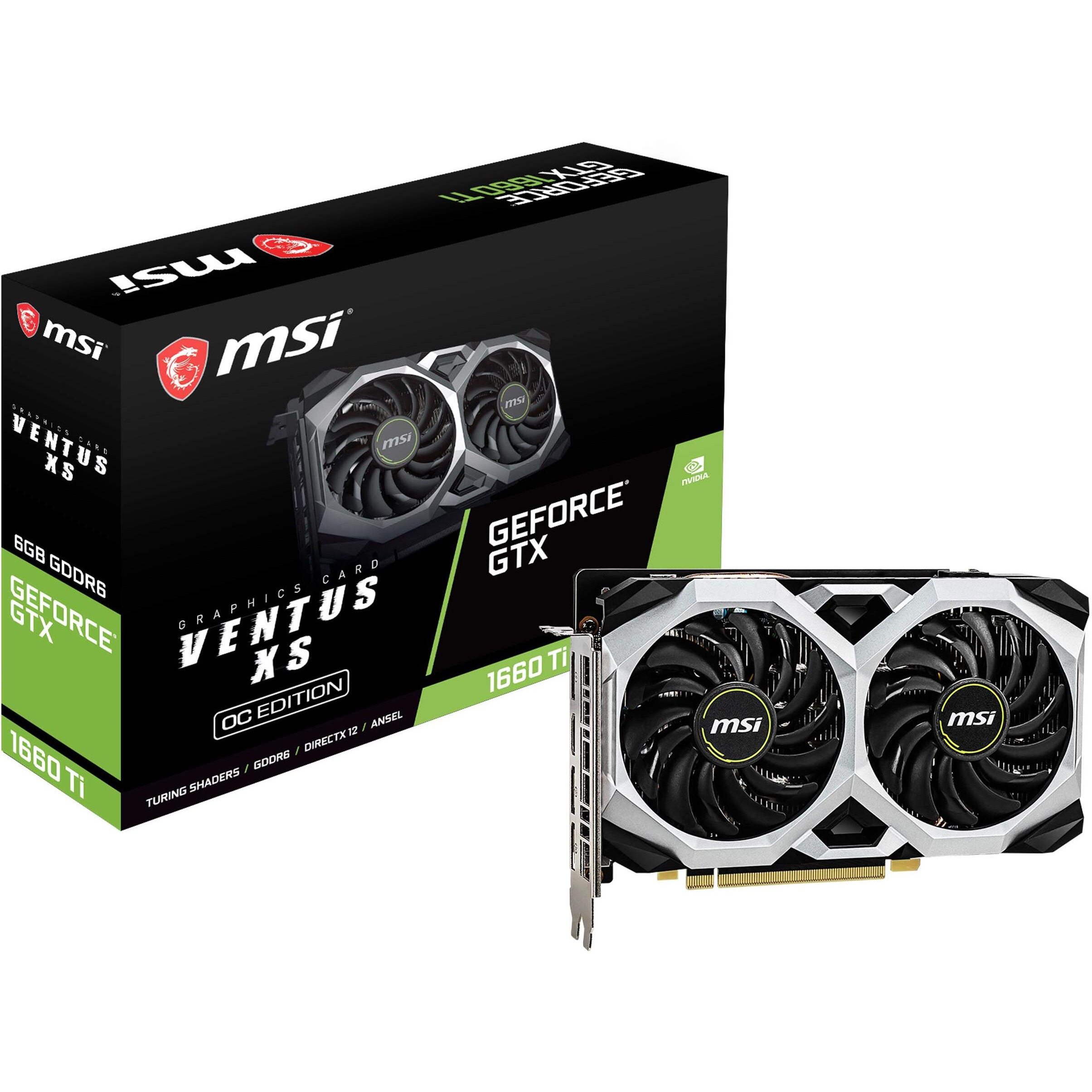 Msi Gaming Geforce Gtx 1660 Ti 192-Bit Hdmi/Dp 6Gb Gdrr6 Hdcp Support Directx 12 Dual Fan Vr Ready Oc Graphics Card (Gtx 1660 Ti Ventus Xs 6G Oc)