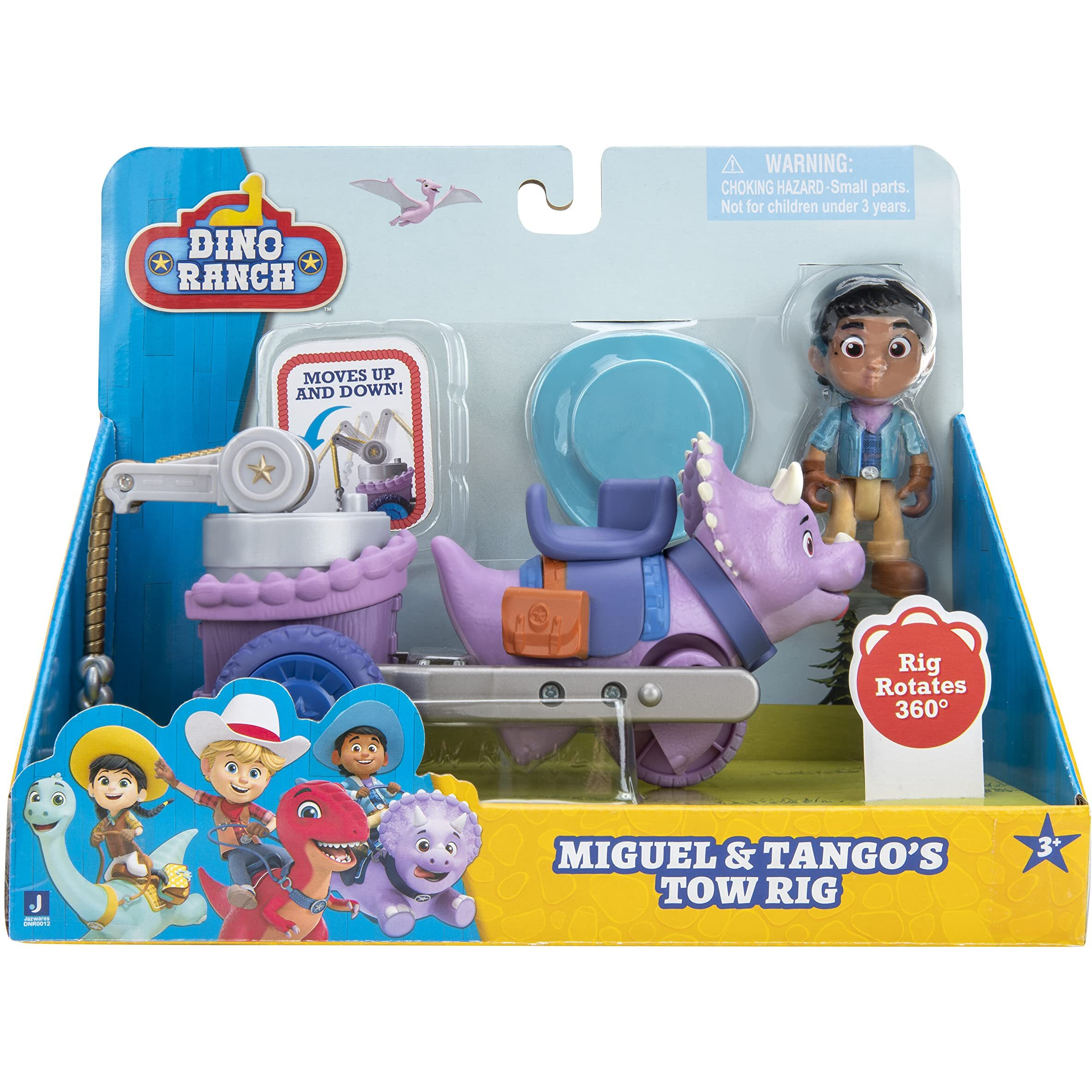 Dino Ranch Miguel And Tangos Tow Rig Vehicle - Features 5 Dino Tango Tow Rig And 3 Dino Rancher Miguel - Three Styles To Collect - Toys For Kids Featuring Your Favorite Pre-Westoric Ranchers