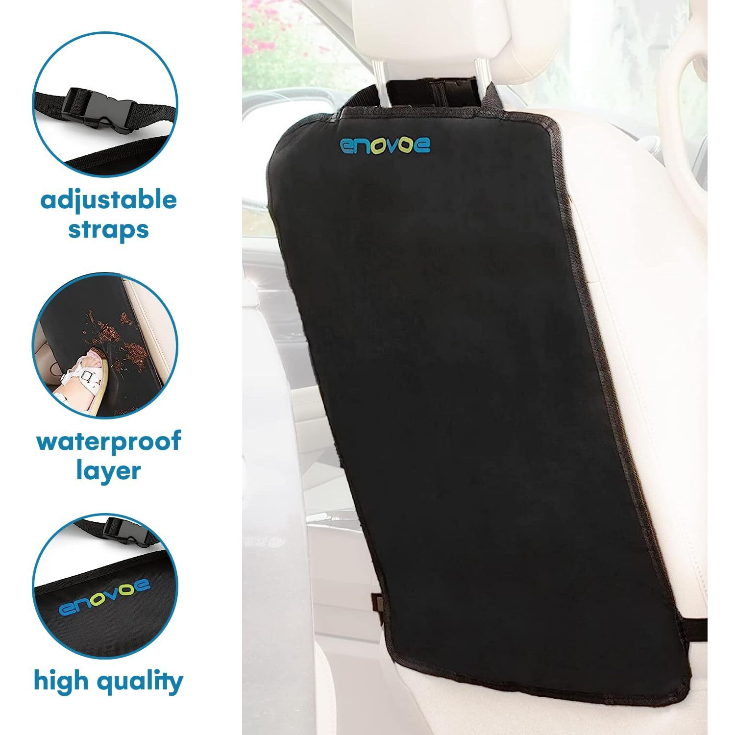 Enovoe Seat Cover Protector, 2 Pack - Premium Quality Polyester Back Seat Cover For Kids - Waterproof Protection From Mud And Scratches - Universal Fit For Suvs, Trucks, Minivans, Sedans