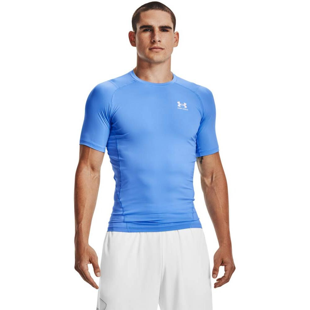 Under Armour Men's Armour Heatgear Compression Short-Sleeve T-Shirt , Carolina Blue (475)/White, Medium