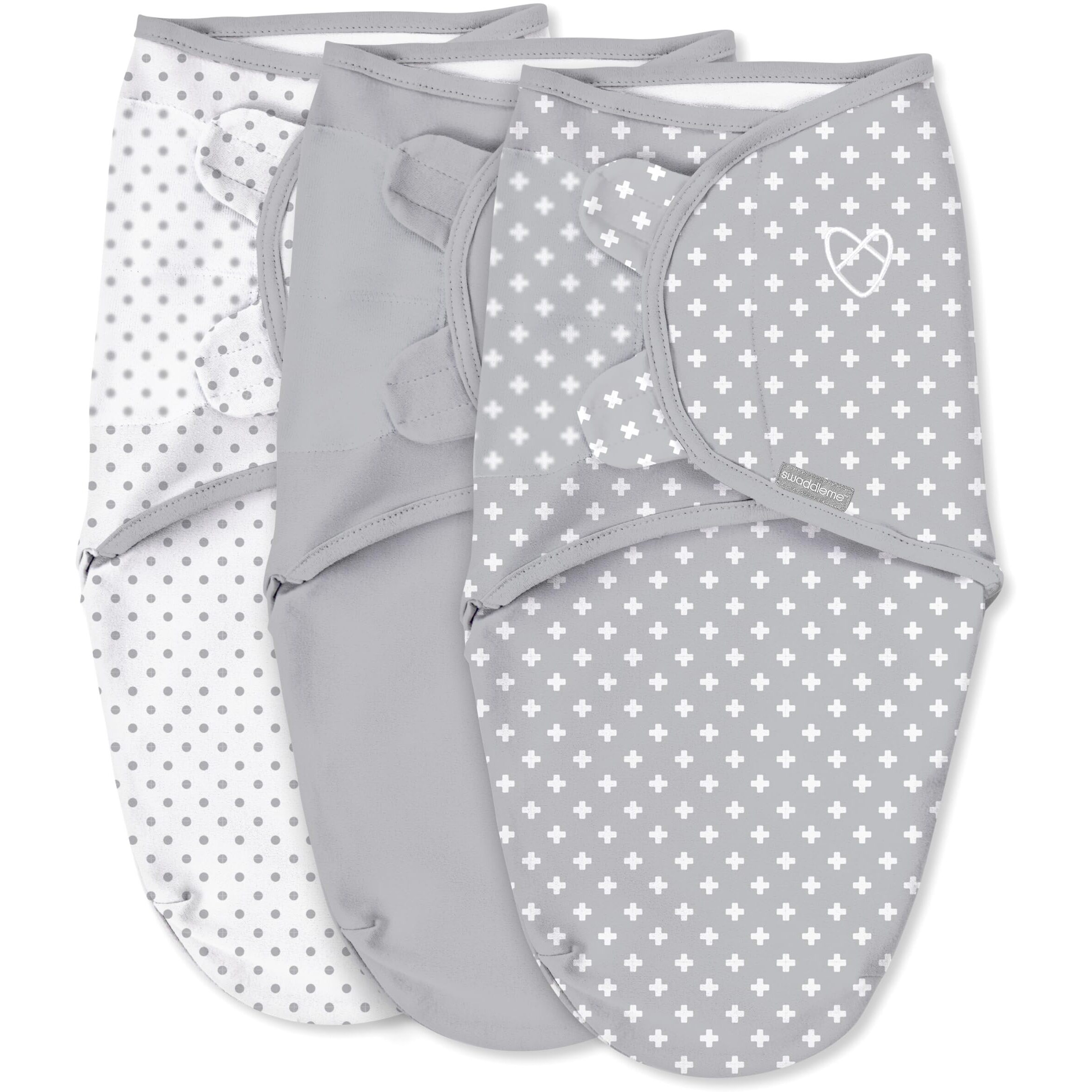 Swaddleme By Ingenuity Original Swaddle - Size Small/Medium, 0-3 Months, 3-Pack (Criss Cross Polka Dot)