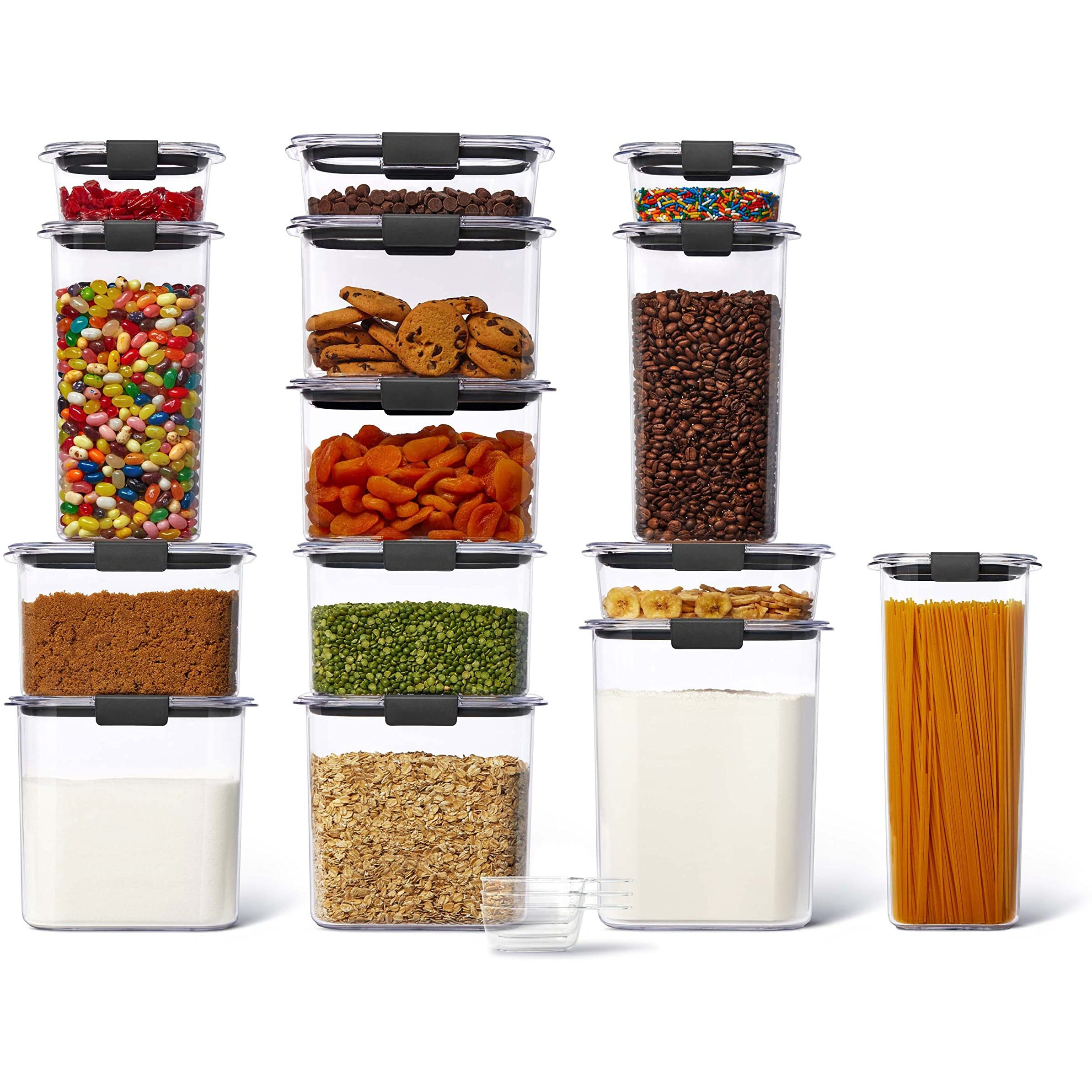 Rubbermaid Brilliance 14-Piece Food Storage Container Set With Scoops, Airtight, Bpa-Free, For Kitchen And Pantry Organization