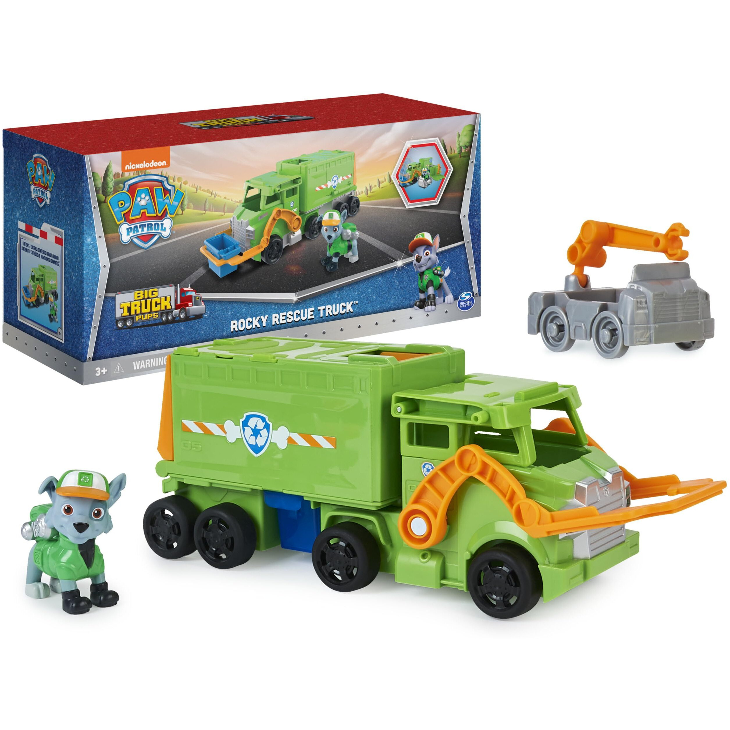 Paw Patrol, Big Truck Pups Rocky Transforming Toy Trucks With Collectible Action Figure, Kids Toys For Ages 3 And Up