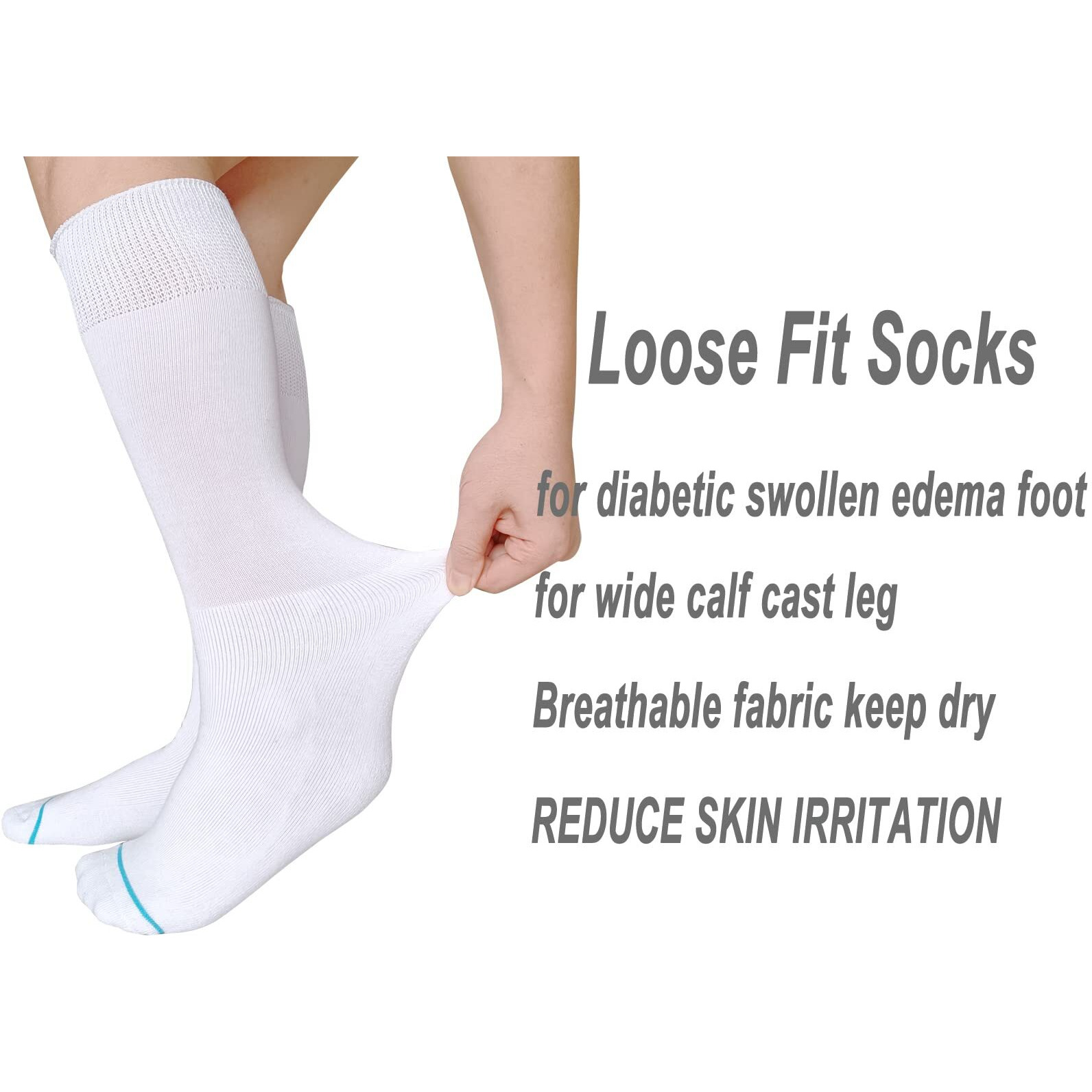 Veigike Socks Liner For Orthopedic Walking Boots Walker Brace Shoe,Medical Tube Socks Under Air Cam Walkers And Fracture Boot Cast Surgical Leg Cover White 2 Pairs
