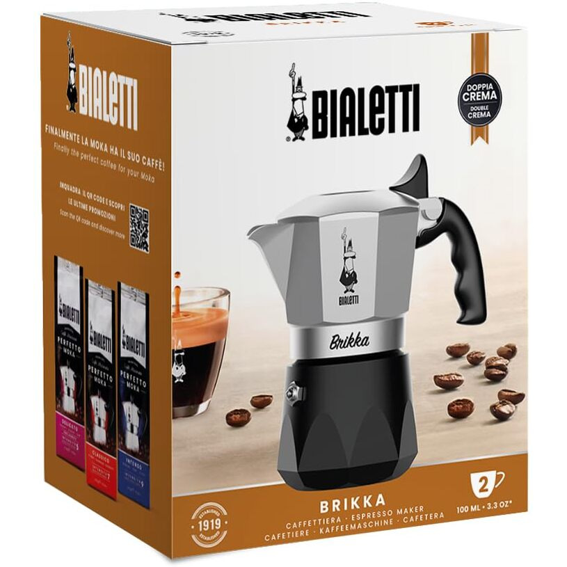 Bialetti Nuova Brikka 2 Cups 2023 | Moka Caffetteria Caff Espresso 0007327