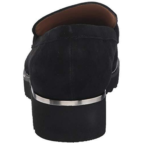 Franco Sarto Womens Carolynn Lug Sole Loafer With Tassel Detail , Black Suede, 8.5 M