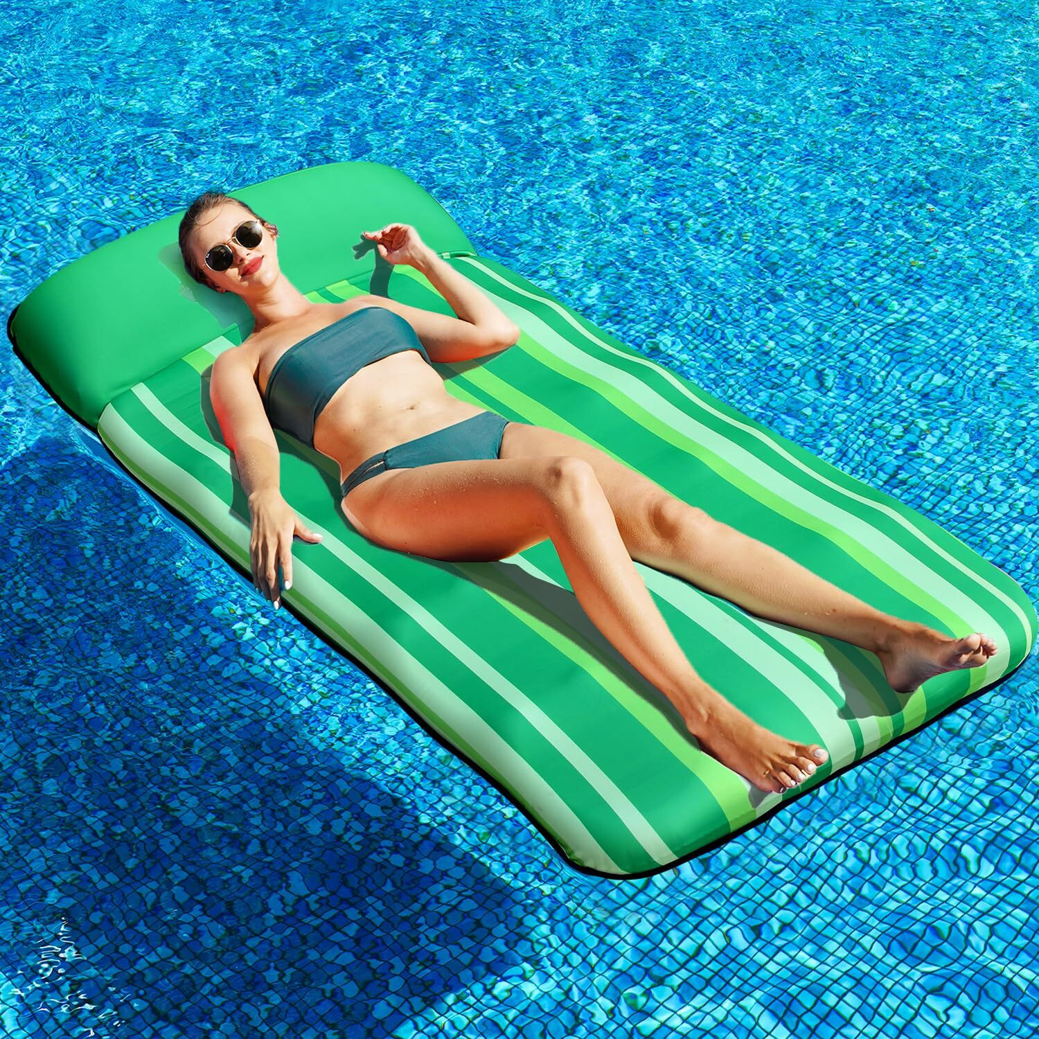 Parentswell Oversized Pool Floats 72" X 36", X-Large, Fabric-Covered Pool Float With Headrest, Inflatable Pool Lounge Chairs, Pool Lounger, Pool Floaties, Pool Party Decorations For Adults