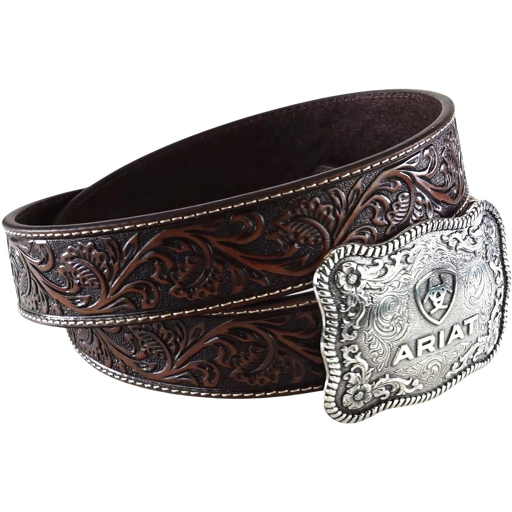 Ariat Men's Straight Floral Buckle, Black/Tan, 32