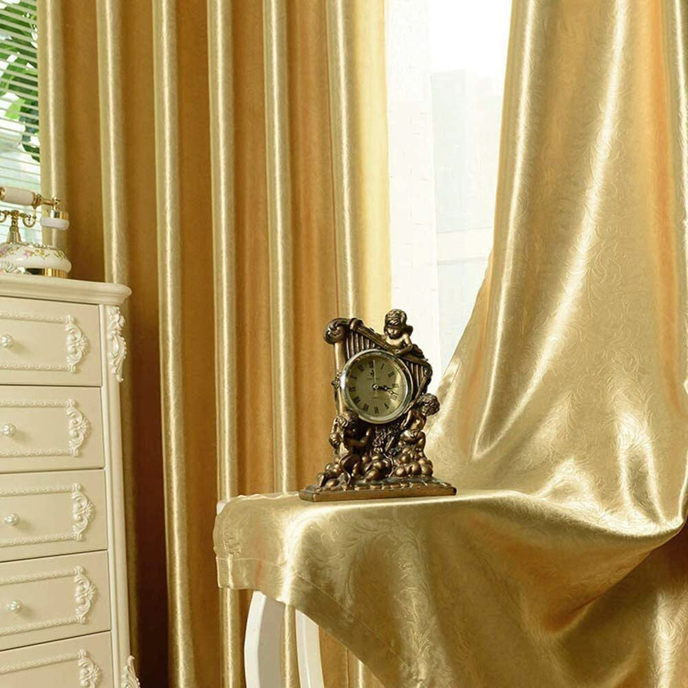 Myru 2 Panels Set Semi Blackout Gold Curtains For Living Room Embossed Flower Curtains For Bedroom (2 X 52 X 96 Inch,Gold)