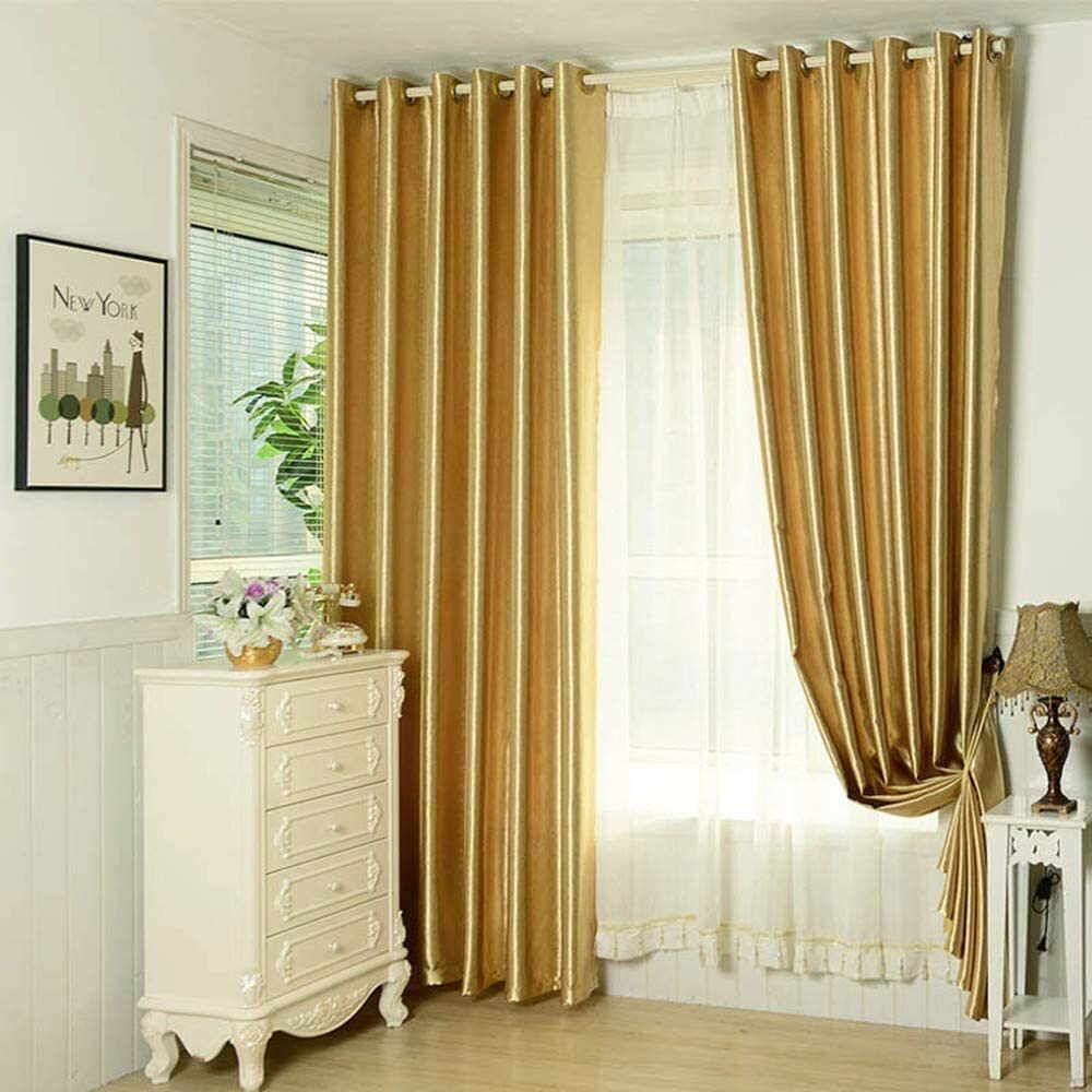 Myru 2 Panels Set Semi Blackout Gold Curtains For Living Room Embossed Flower Curtains For Bedroom (2 X 52 X 96 Inch,Gold)