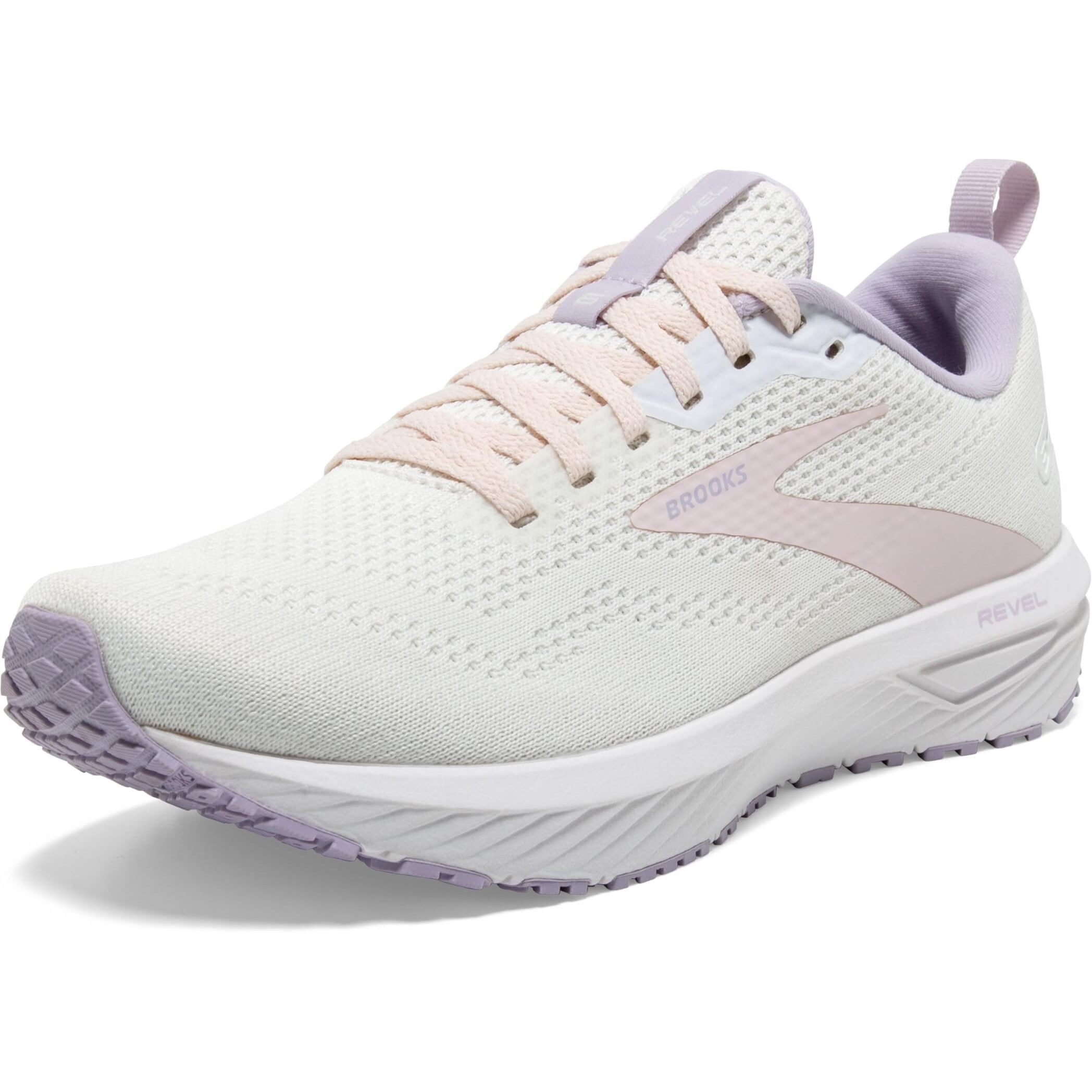 Brooks Womens Revel 6 Neutral Running Shoe - Marshmallow/Pink/Purple - 9 Medium