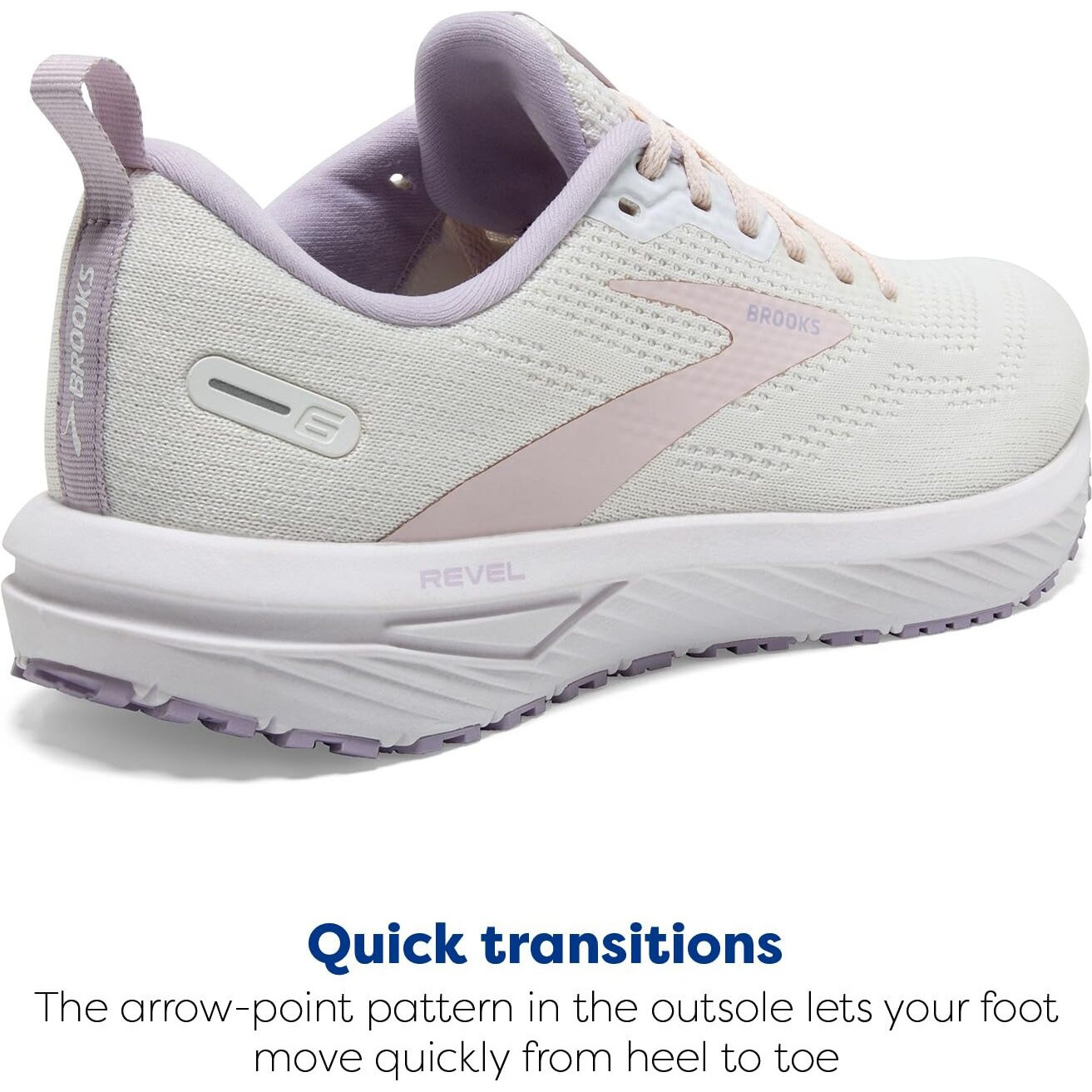 Brooks Womens Revel 6 Neutral Running Shoe - Marshmallow/Pink/Purple - 9 Medium