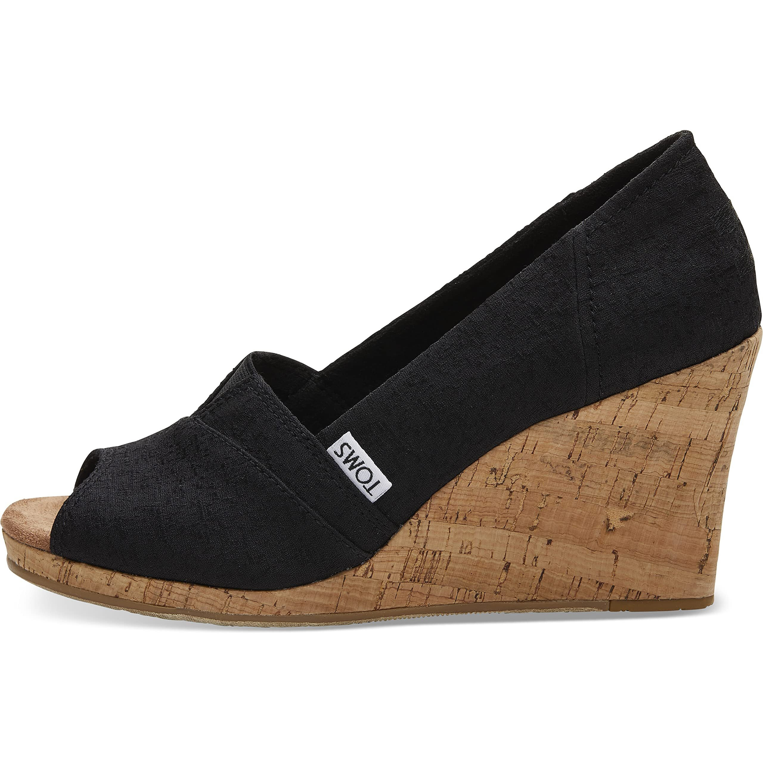 Toms Women's Classic Espadrille Wedge Sandal, Black Scattered Woven, 5.5