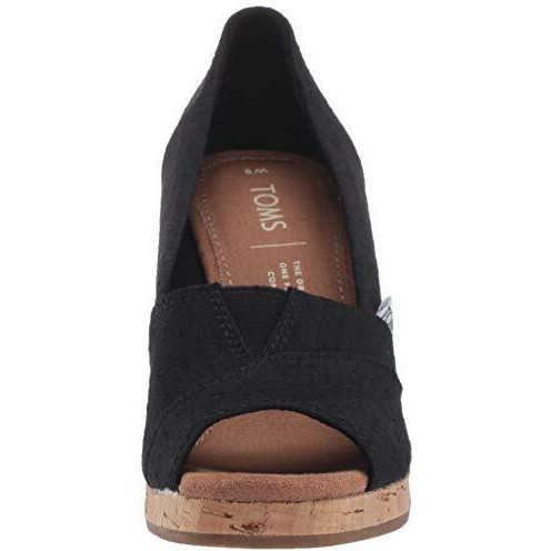Toms Women's Classic Espadrille Wedge Sandal, Black Scattered Woven, 5.5