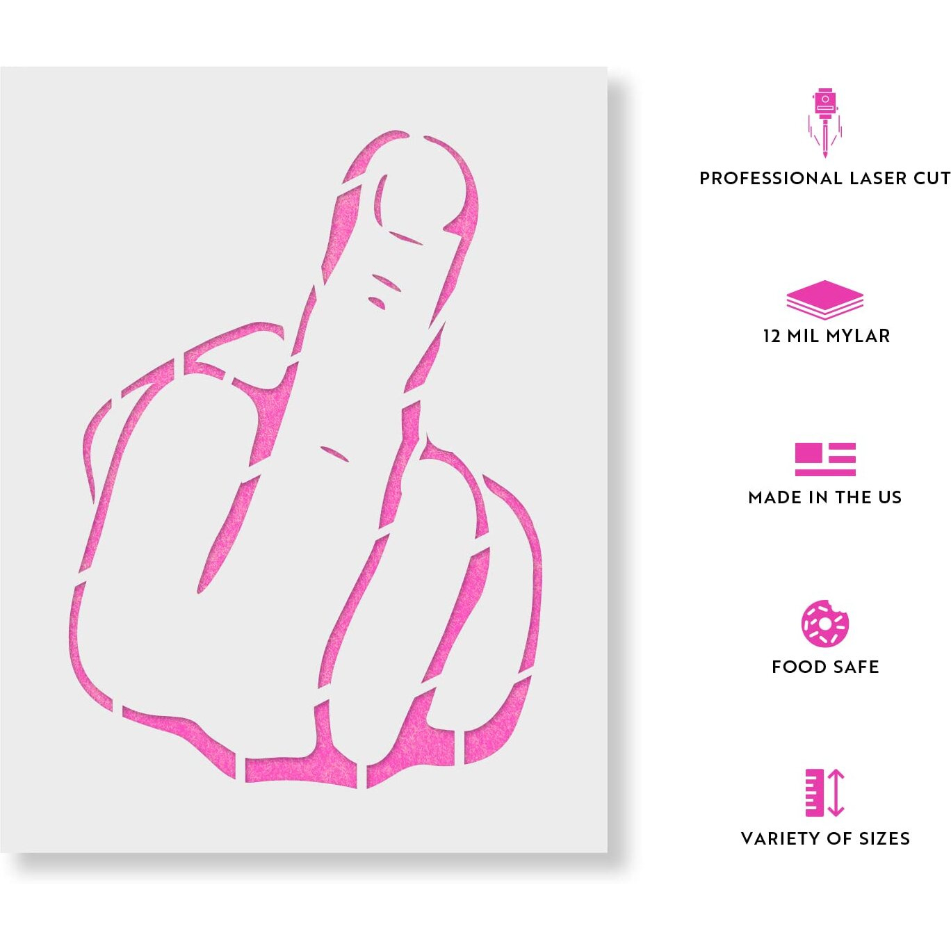 Middle Finger Stencil - Middle Finger Print, Finger Stencil, Swear Word Stencil, F U, Middle Finger