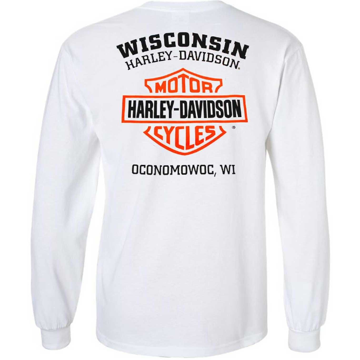 Harley-Davidson Men's Long Sleeve Orange Bar & Shield White Shirt 30291964 (Xl)