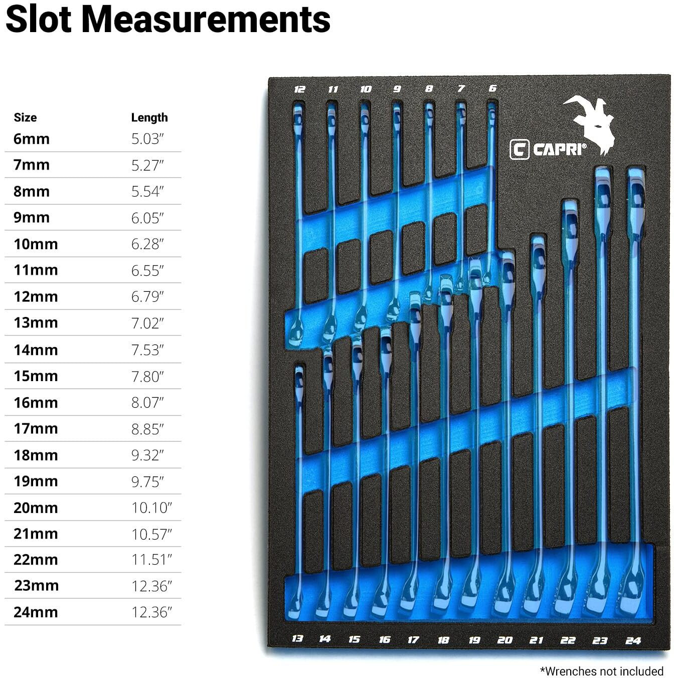 Capri Tools Mechanic's Tray Combination Wrenches, Metric