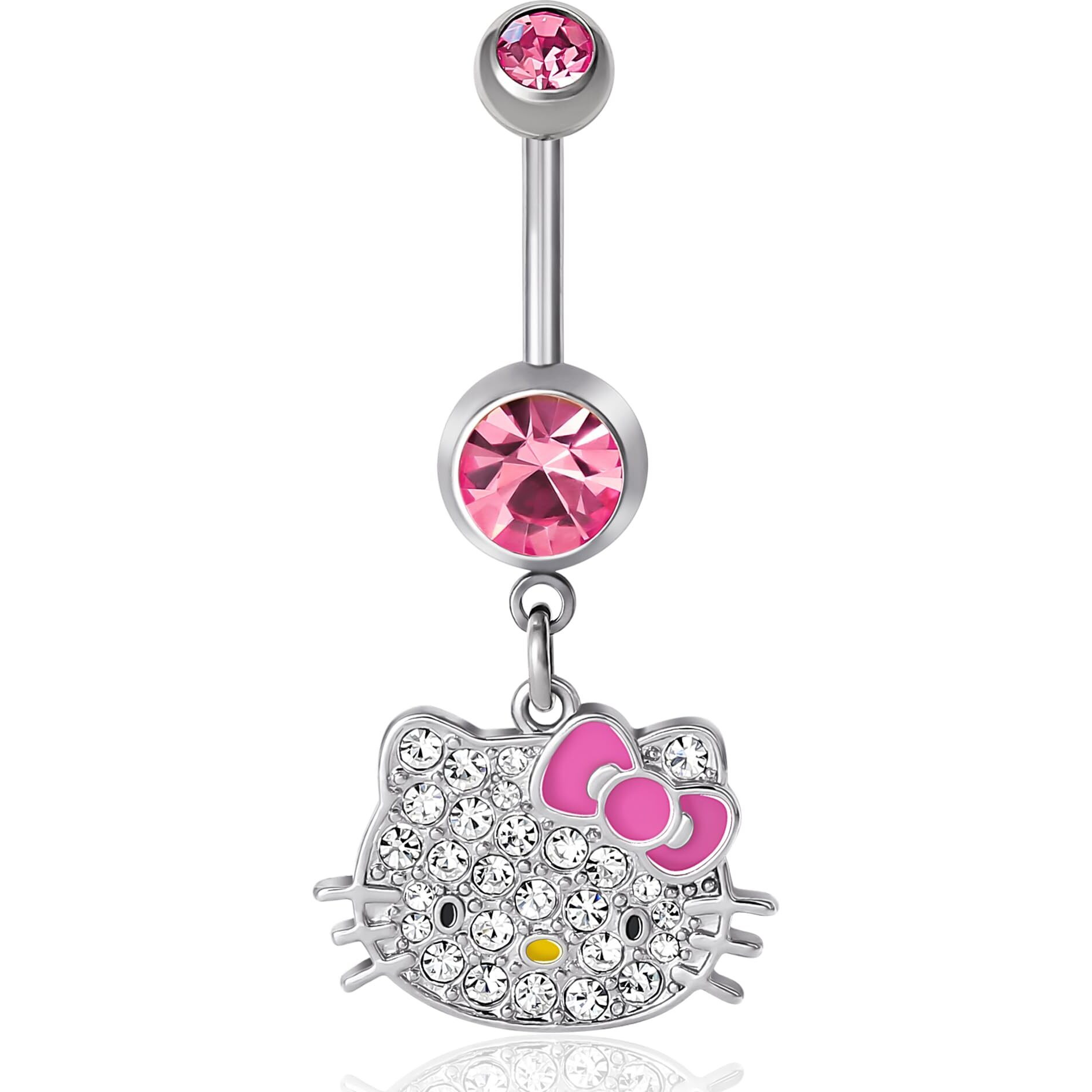 Hello Kitty Belly Button Ring 14G Stainless Steel Kawaii Belly Button Piercing Jewelry, Sanrio Official License