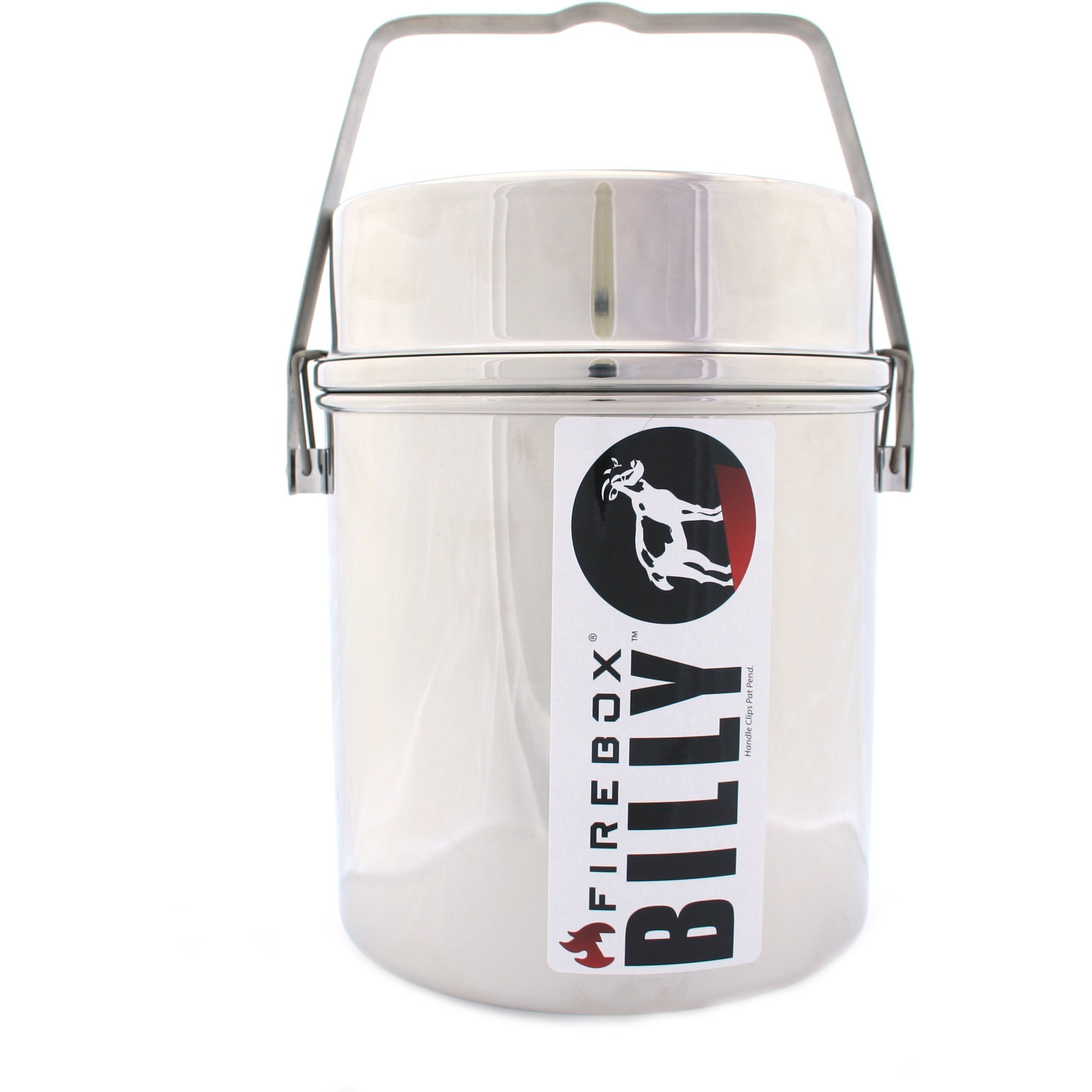 Firebox 2 Quart (5.5&quot) Billy Can - Locking Bail Handle Bushcraft Camp Pot, Ss Clips (Installed)