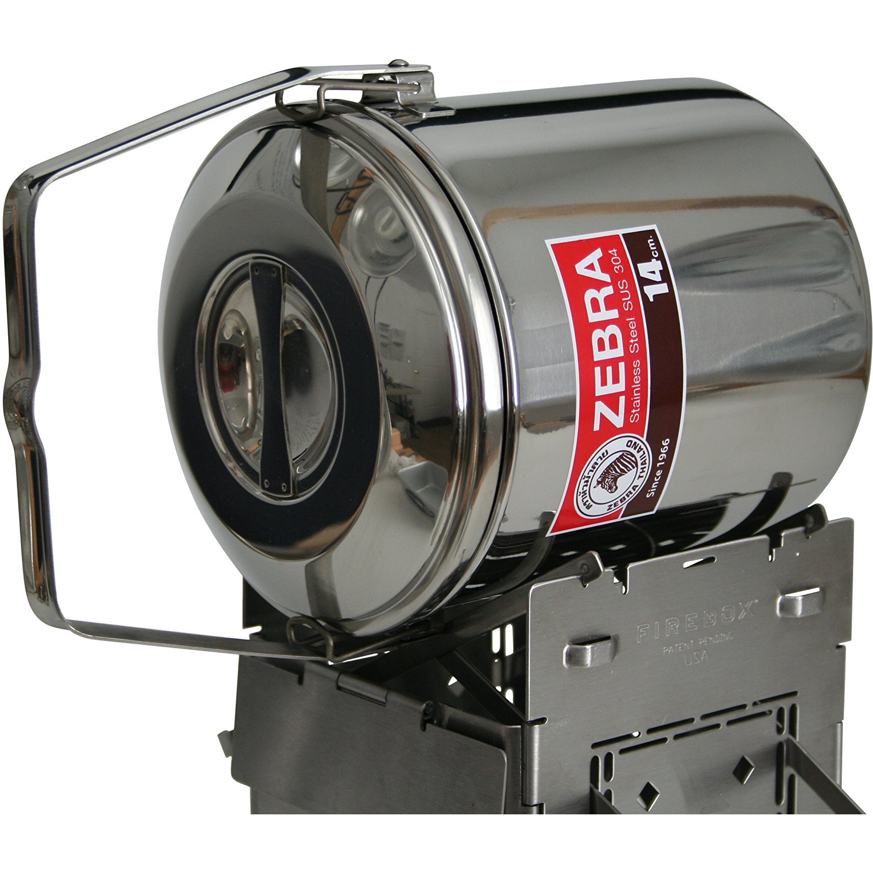 Firebox 2 Quart (5.5&quot) Billy Can - Locking Bail Handle Bushcraft Camp Pot, Ss Clips (Installed)