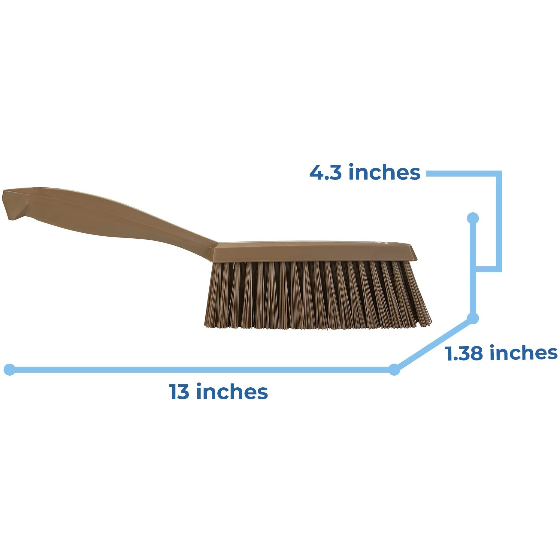 Vikan 458966 Bench Cleaning Brush, Polypropylene/Polyester Medium Bristle Dustpan Brush & Sweeper, 14 Inch, Brown