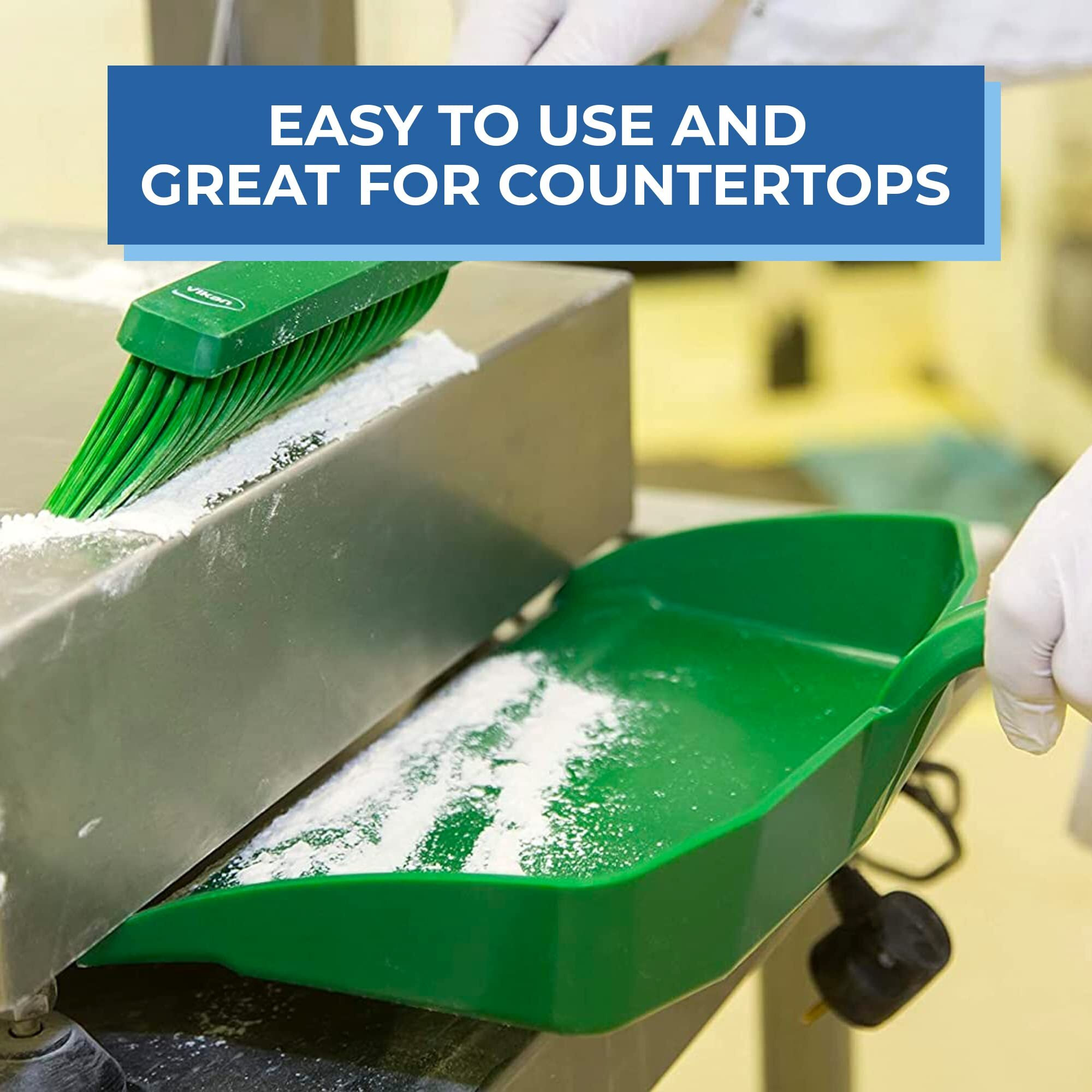 Vikan 458966 Bench Cleaning Brush, Polypropylene/Polyester Medium Bristle Dustpan Brush & Sweeper, 14 Inch, Brown