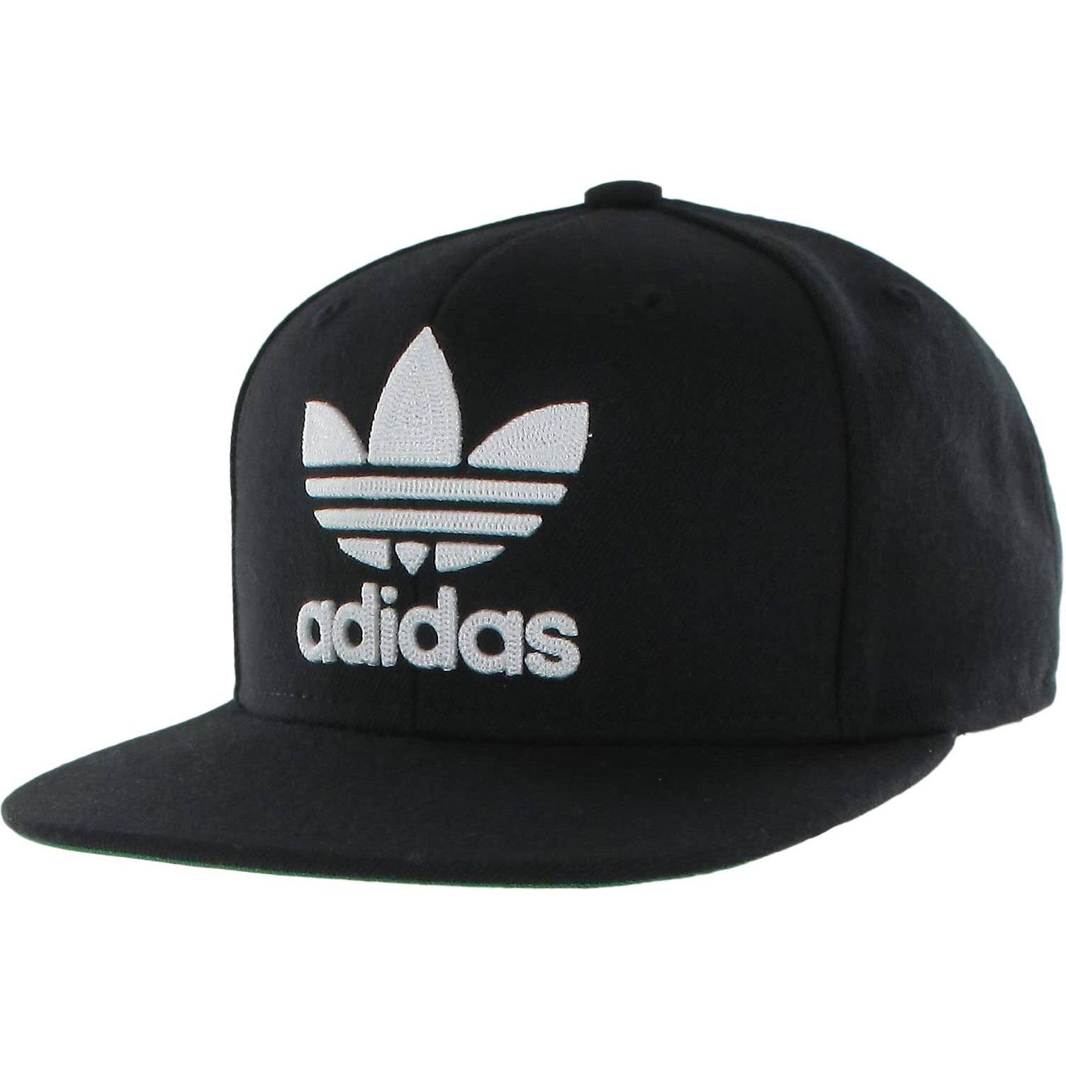 Adidas Originals Kids-Boy's/Girl's Trefoil Chain Flatbrim Structured Snapback Cap, Black/White, One Size