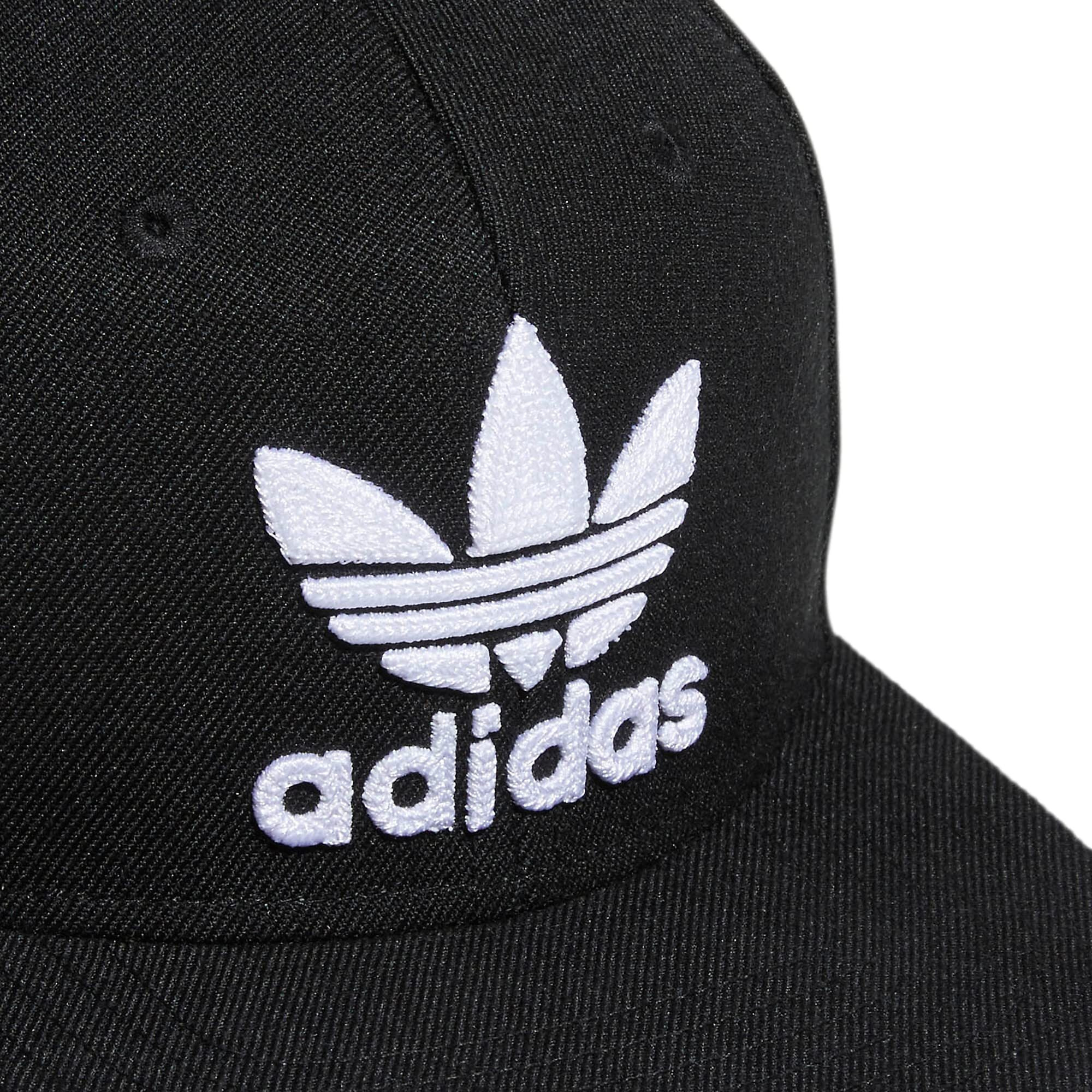 Adidas Originals Kids-Boy's/Girl's Trefoil Chain Flatbrim Structured Snapback Cap, Black/White, One Size