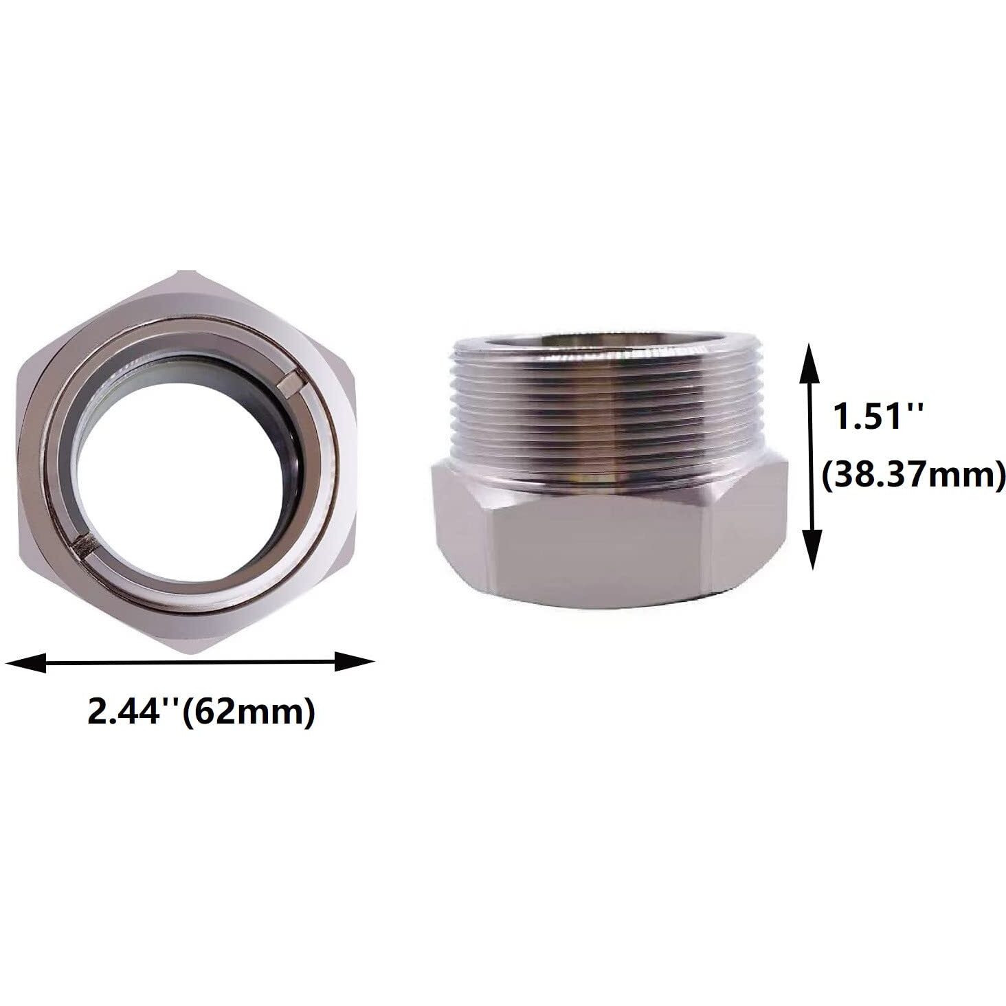 Compressor Oil Sight Glass 2 Inch Npt Male Hex Head Stainless Steel Oil Sight Glass Oil Liquid Level Gauge Sight Glass Oil Indicator Sight Window For Air Compressor Gearbox Tank
