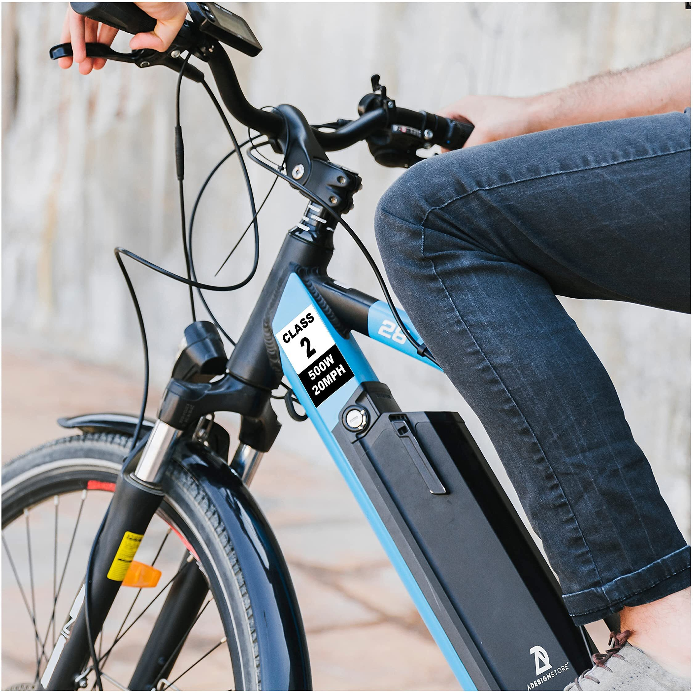 Electric Bicycle Frame Identification Class Number Stickers Decals - Class 2 500W 20Mph Weatherproof Vinyl Stickers Set - Electric Bike Stickers Class Number Sign Mark - 4 Removable Sticker E-Bike
