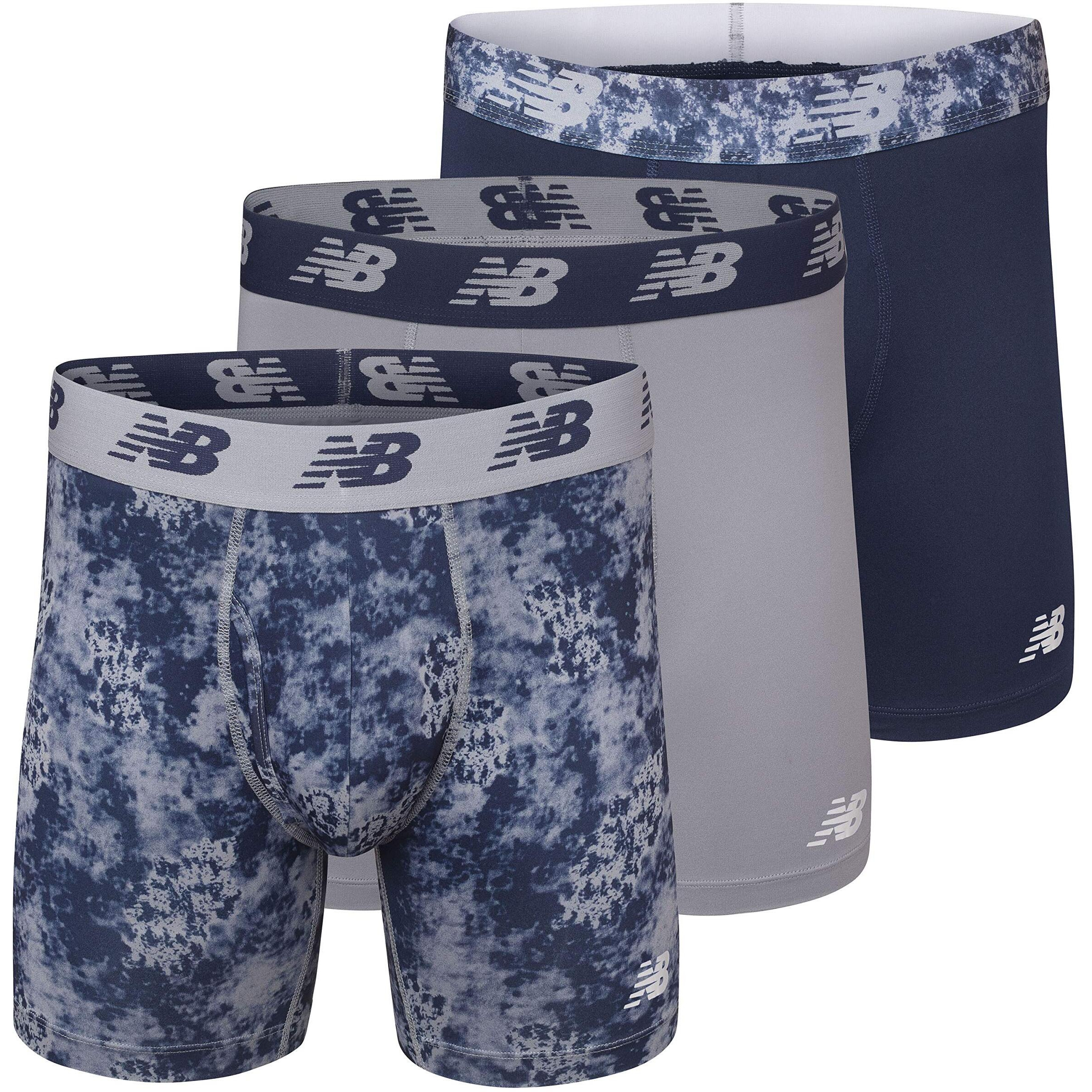 New Balance Men's Big And Tall 6" Boxer Brief Fly Front With Pouch, 3-Pack Of Big Man Boxers