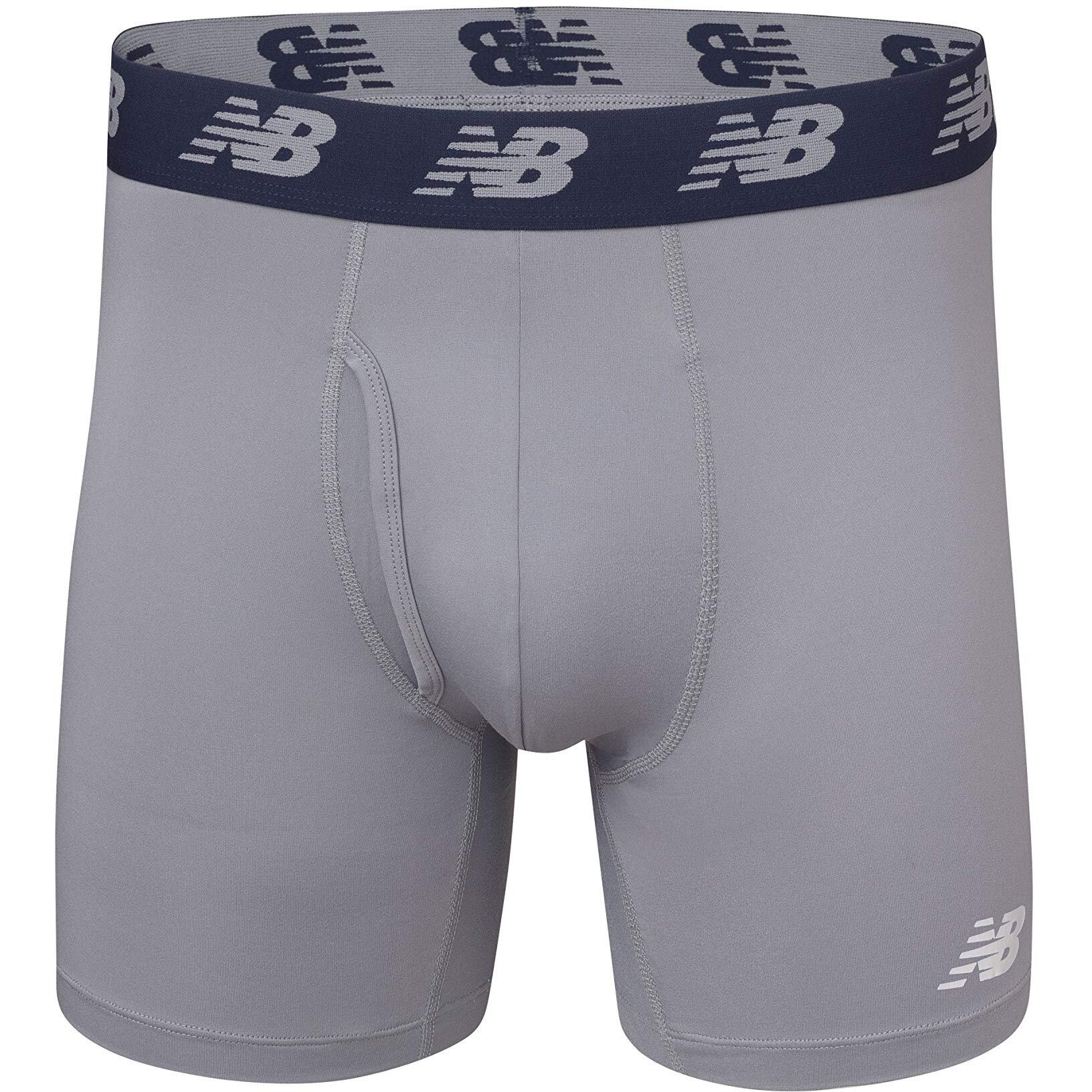 New Balance Men's Big And Tall 6" Boxer Brief Fly Front With Pouch, 3-Pack Of Big Man Boxers
