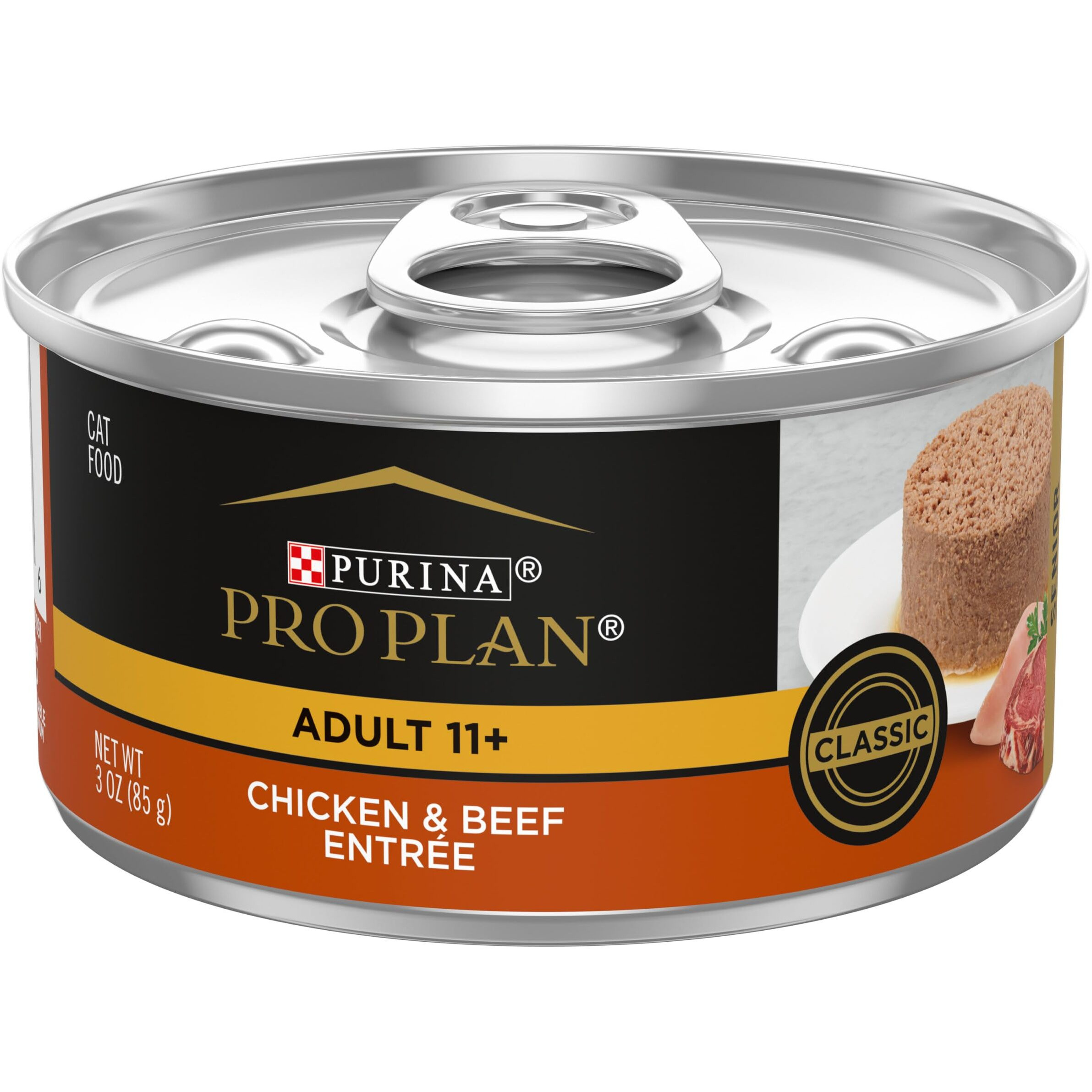 Purina Pro Plan High Protein Senior Wet Cat Food Pate, Senior 11+ Chicken & Beef Entree - (Pack Of 24) 3 Oz. Pull-Top Cans