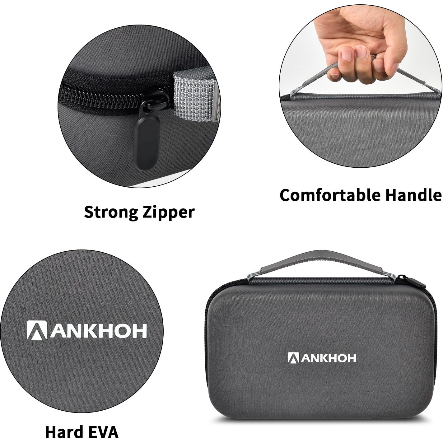 Ankhoh Carrying Case Compatible With Nexpow Car Jump Starter, 1500A Peak 12800Mah Battery Starter Q10S/ T11Storage Box Holder For Portable Car Battery Charger Fits For Jumper Cables(Bag Only) (Grey)