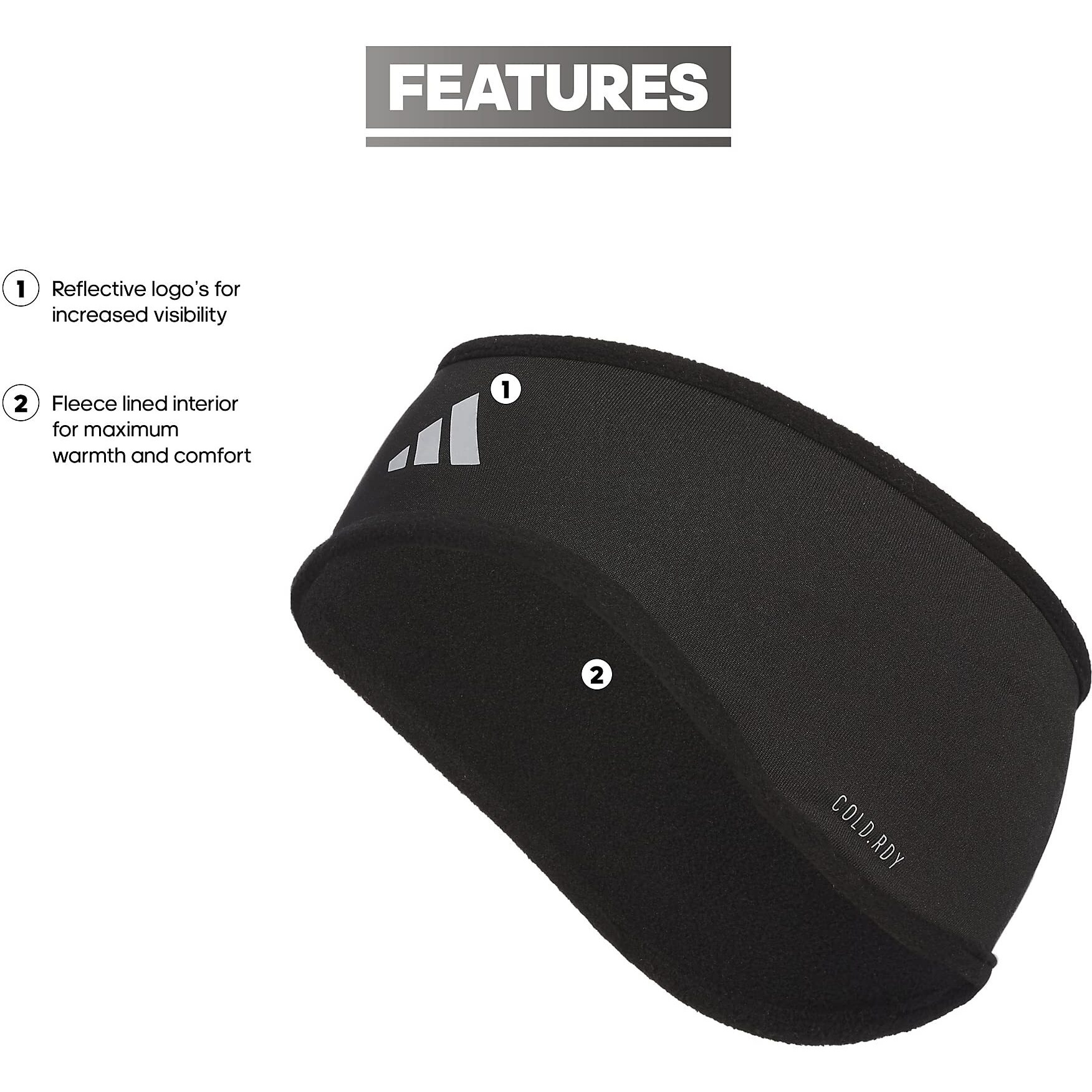 Adidas Alphaskin Headband, Black/Silver Reflective F23, One_Size