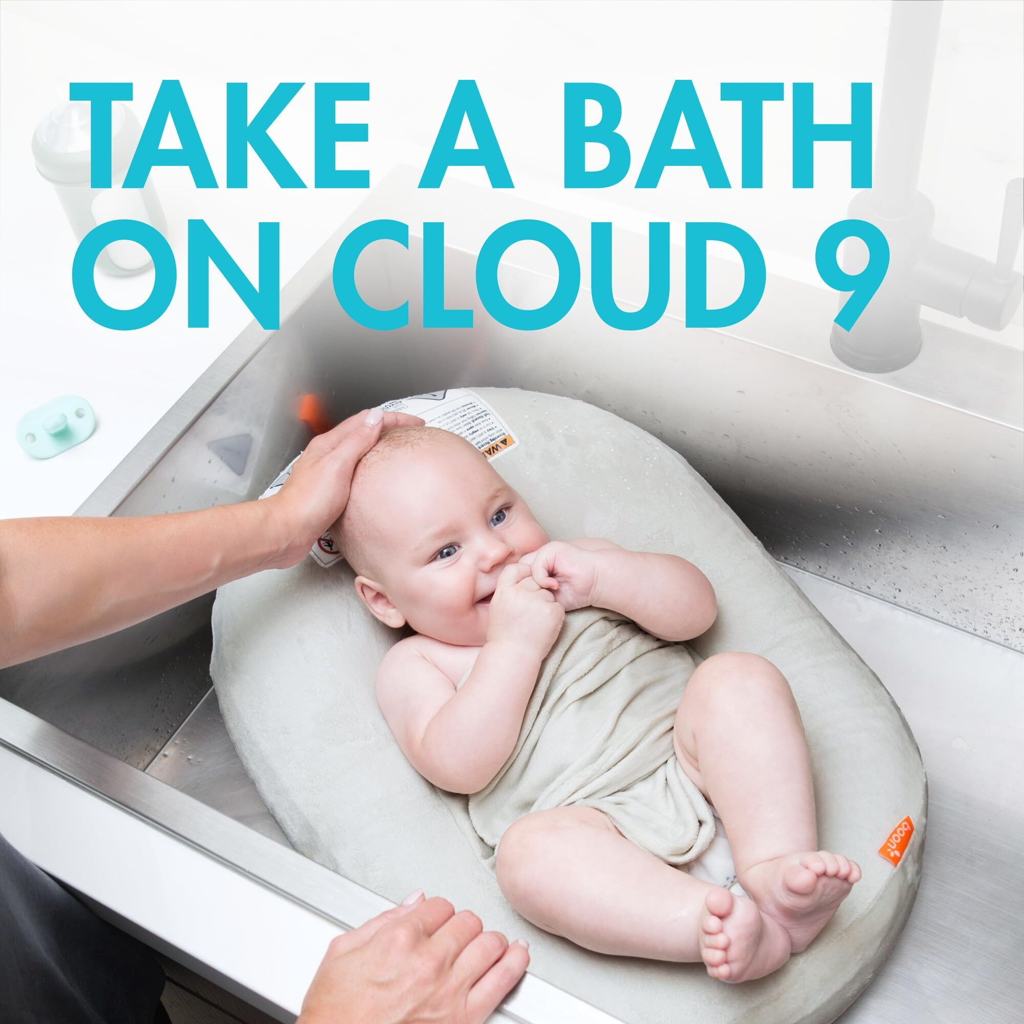 Boon Puff+ Inflatable Baby Bather - Infant Bathtub Includes Microfleece Cover, Swaddle Wings, And Storage Bag - Inflatable Baby Bathtub For Newborns And Infants