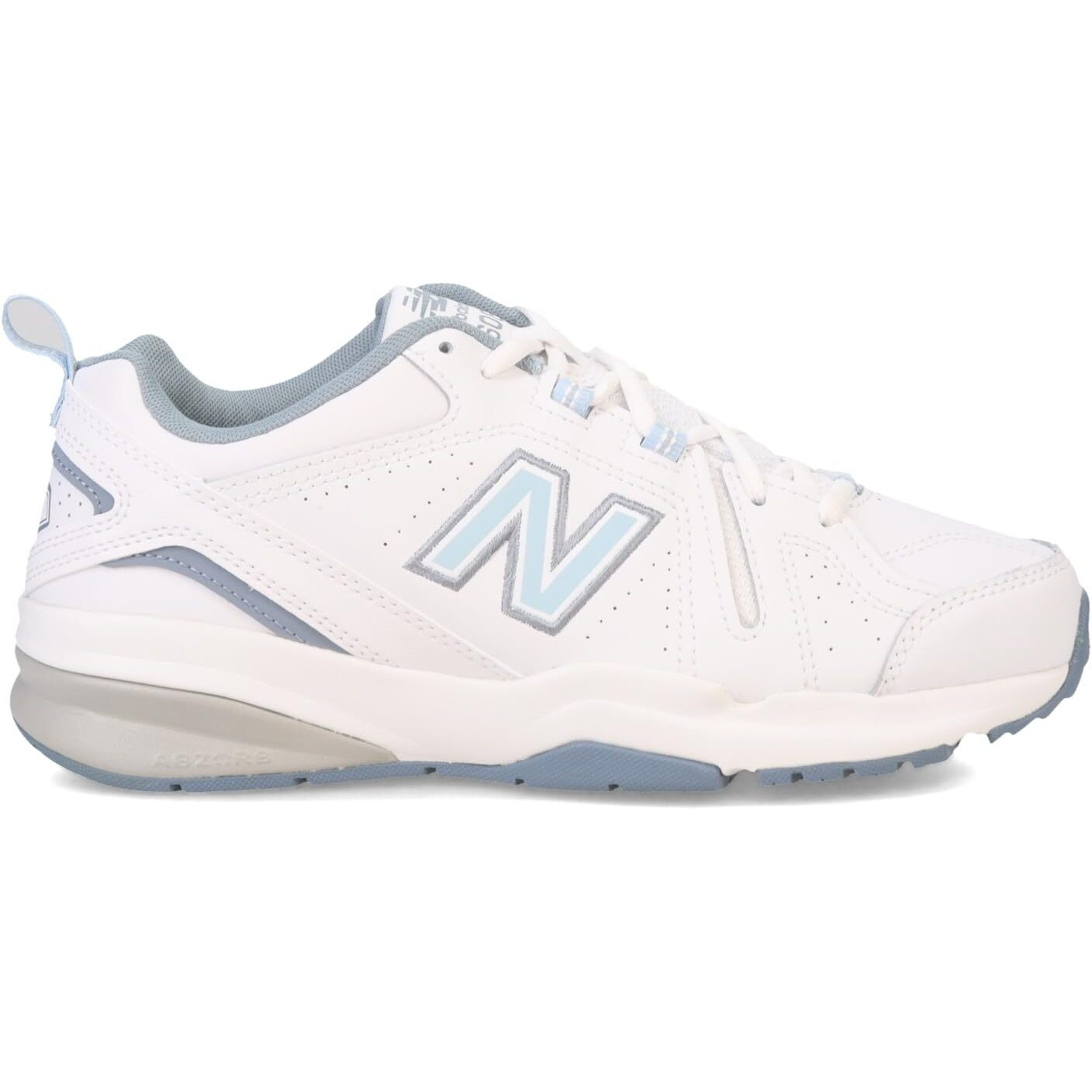 New Balance Women's 608 V5 Casual Comfort Cross Trainer, White/Light Blue, 7.5 Narrow