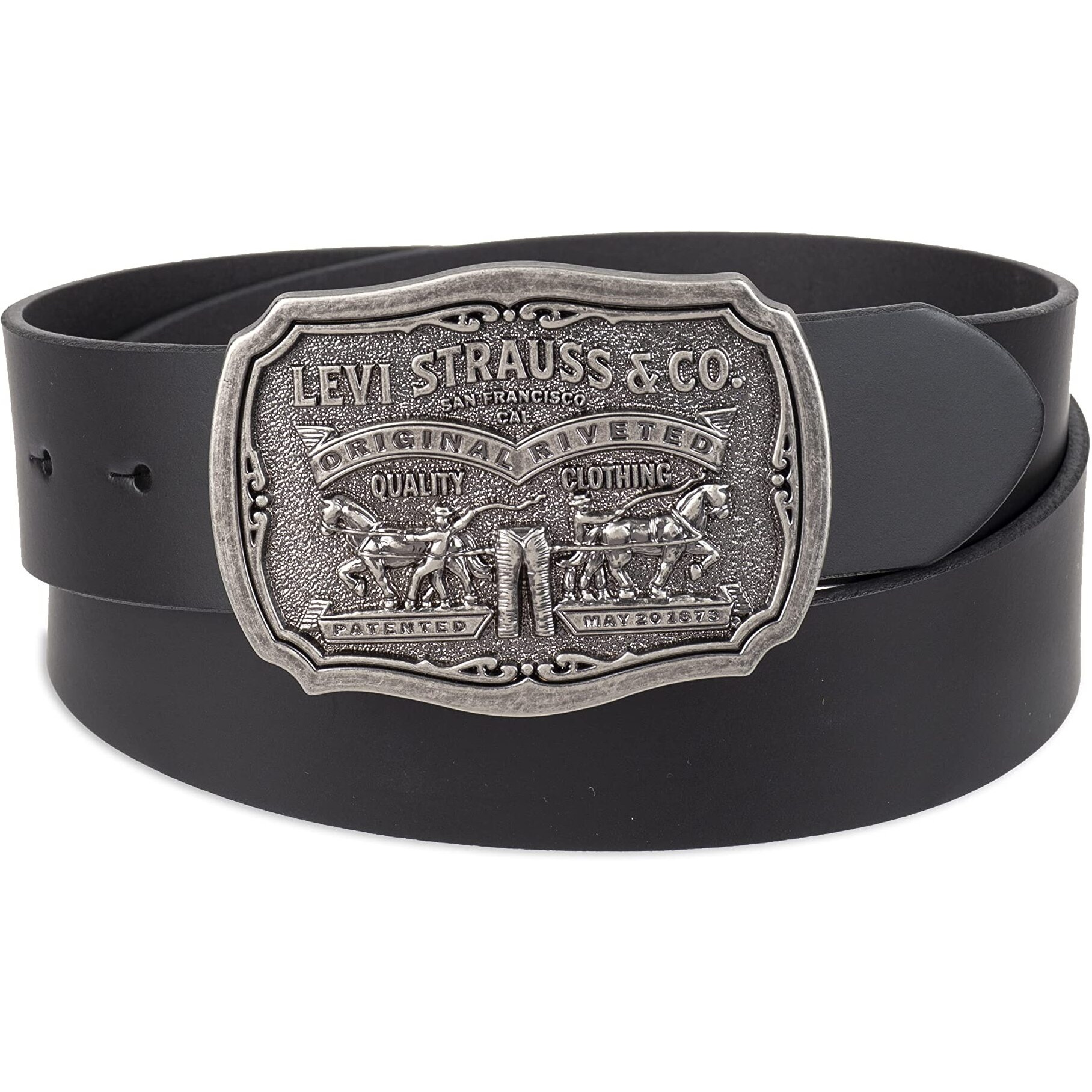 Levi's Men's Leather Belt With Antiqued Buckle,Black,44