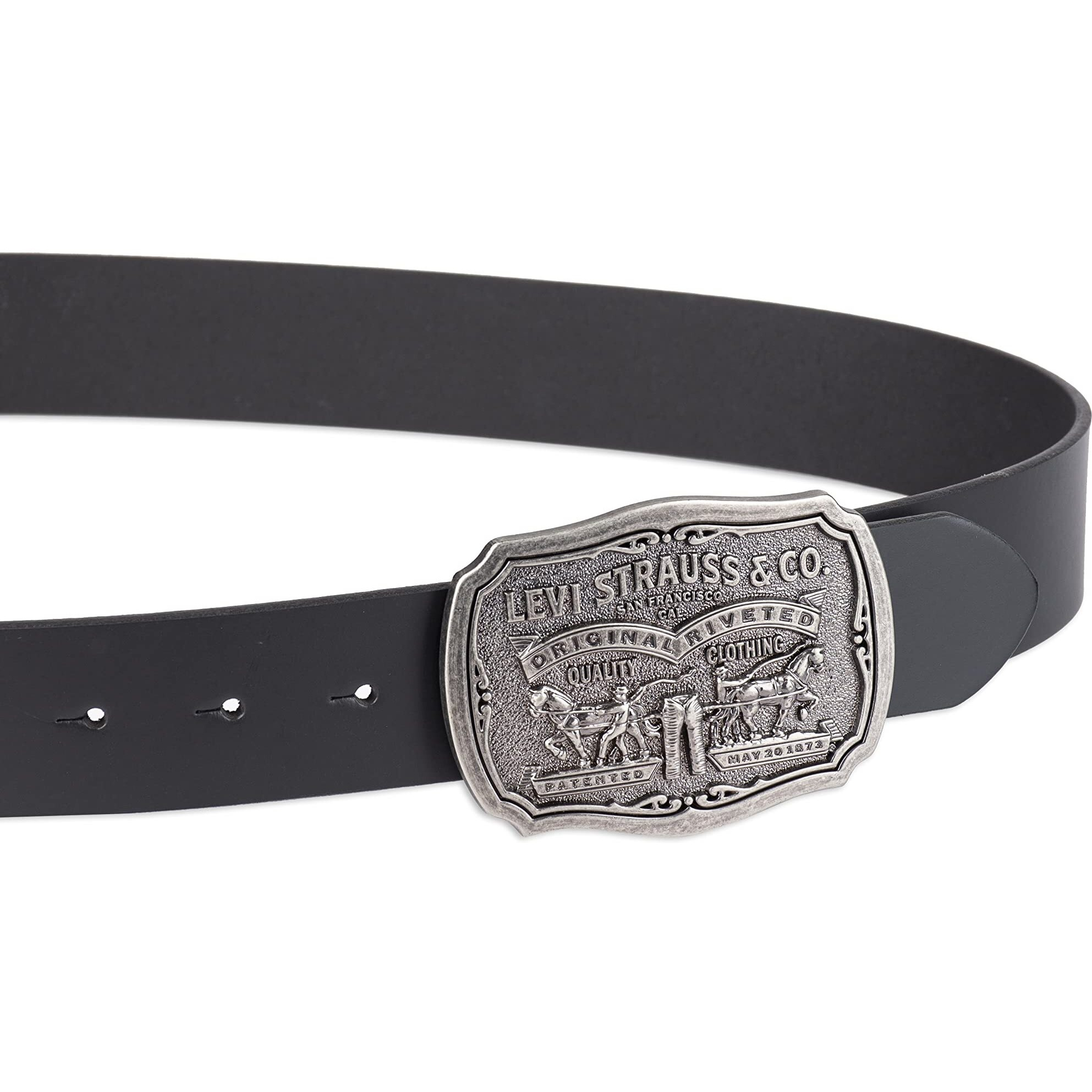 Levi's Men's Leather Belt With Antiqued Buckle,Black,44