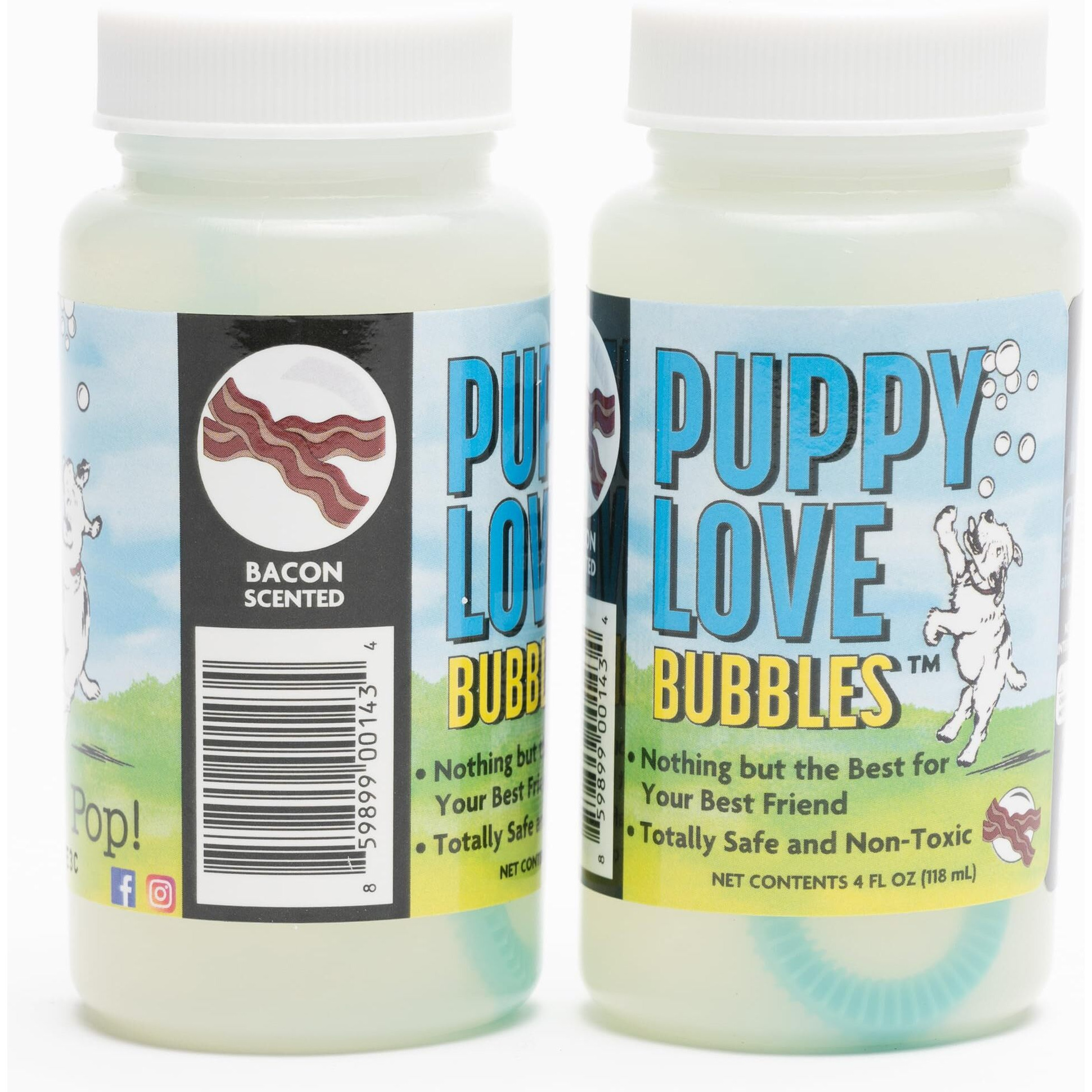 Puppy Love Bubbles, Bacon Scented Bubbles 4Oz. Bottle-2 Pack In Bacon Flavor For Dogs