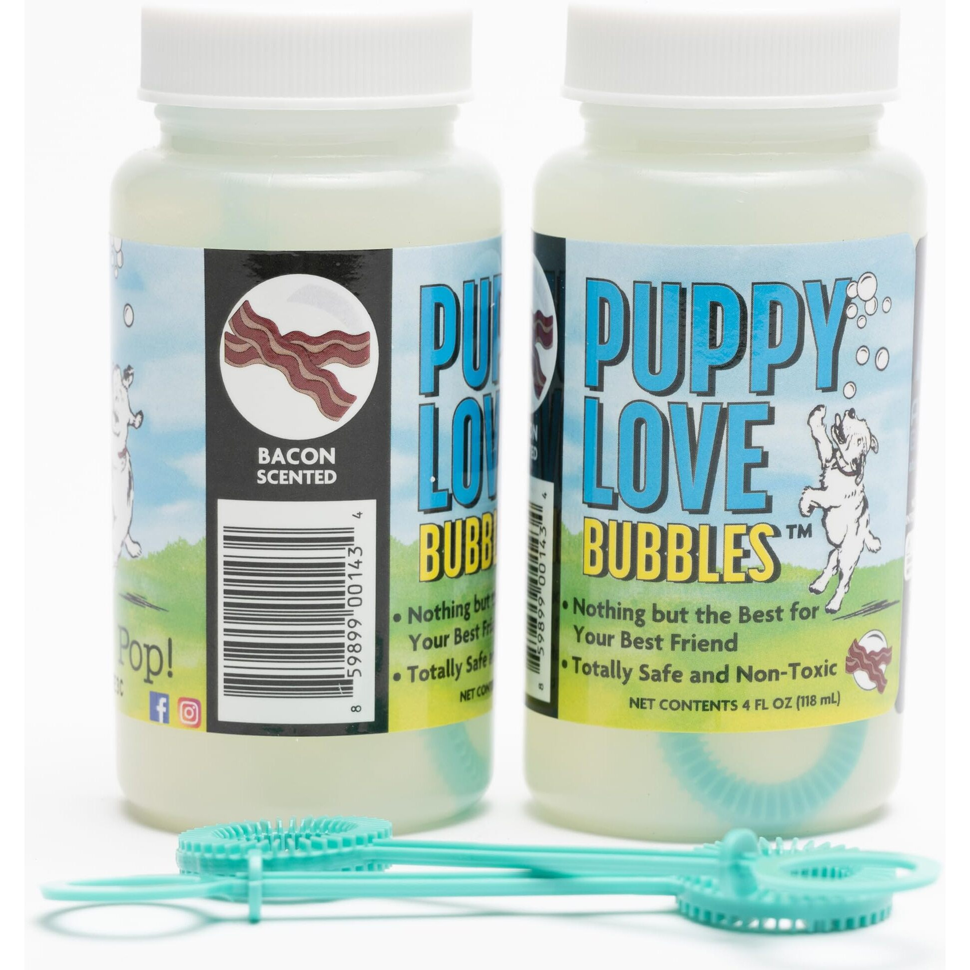 Puppy Love Bubbles, Bacon Scented Bubbles 4Oz. Bottle-2 Pack In Bacon Flavor For Dogs