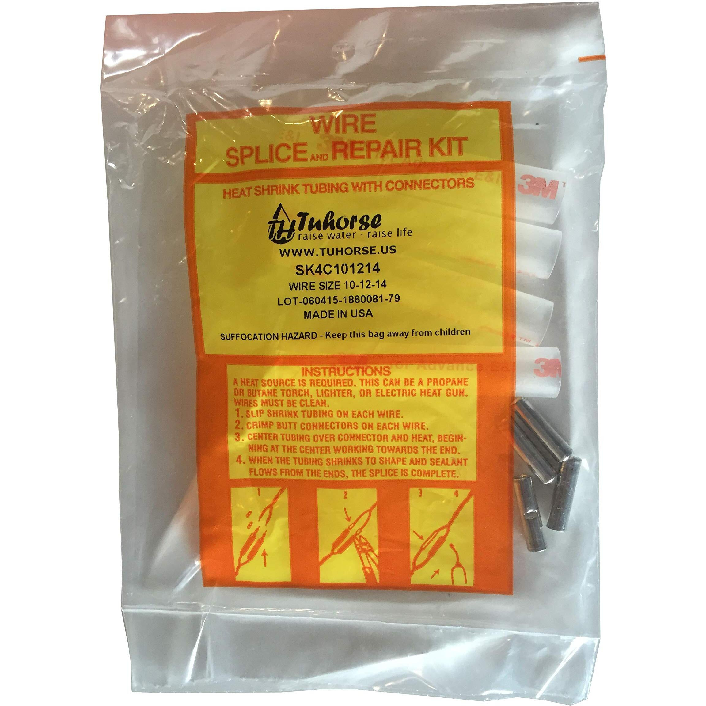 Well Pump Wire Splice Kit, Submersible 3M Dual Wall Heat Shrink Tubing And Copper Connector For 4 Wires, 101214 Awg.