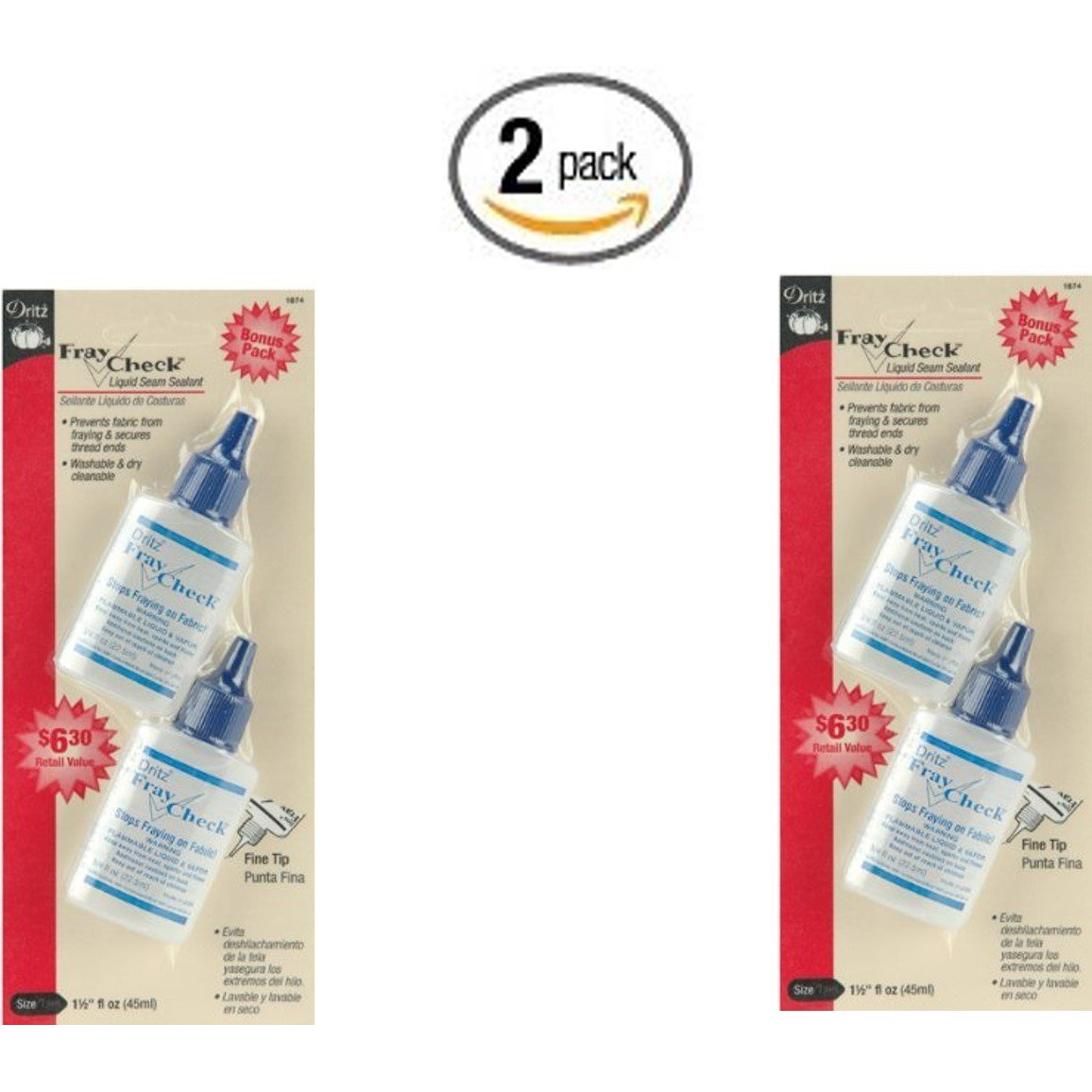 Dritz Fray Check Liquid Seam Sealant 1674, 0.75-Ounce, 2-Pack (X2)