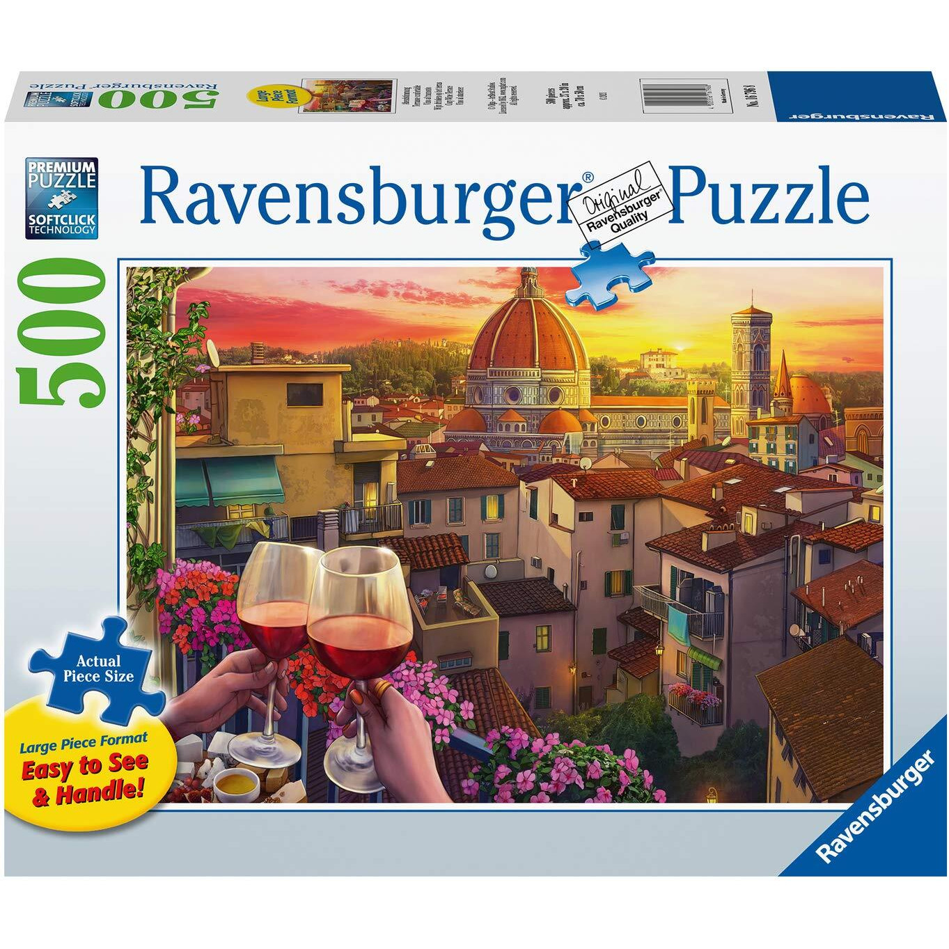 Ravensburger Cozy Wine Terrace 500 Piece Large Format Jigsaw Puzzle For Adults - 16796 - Every Piece Is Unique, Softclick Technology Means Pieces Fit Together Perfectly