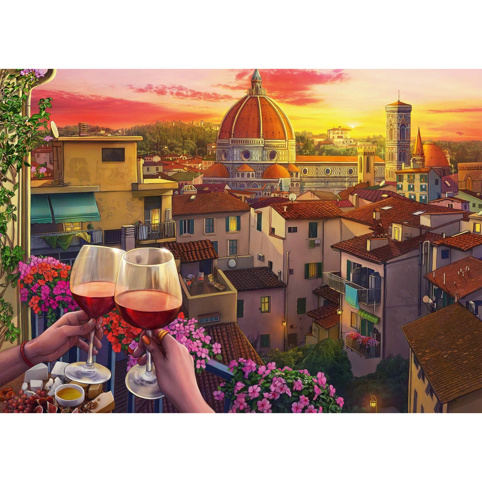 Ravensburger Cozy Wine Terrace 500 Piece Large Format Jigsaw Puzzle For Adults - 16796 - Every Piece Is Unique, Softclick Technology Means Pieces Fit Together Perfectly