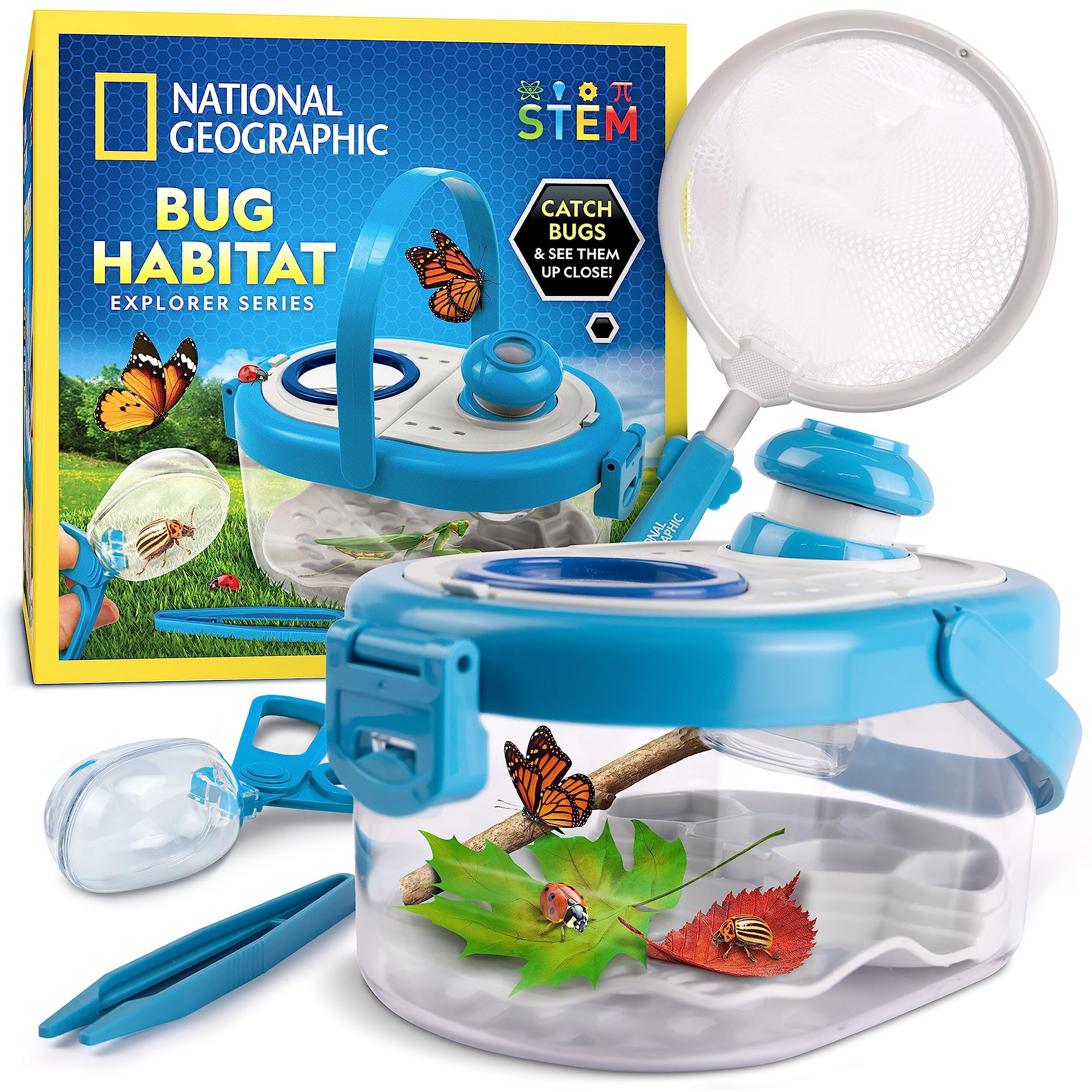 National Geographic Bug Catcher Kit For Kids - Kids Bug Habitat With Magnified Viewer, Bug Catcher, Tweezers & Learning Guide, Insect Habitat, Outdoor Toys, Kids Bug Catching Kit, Bug Cage, Bug Box