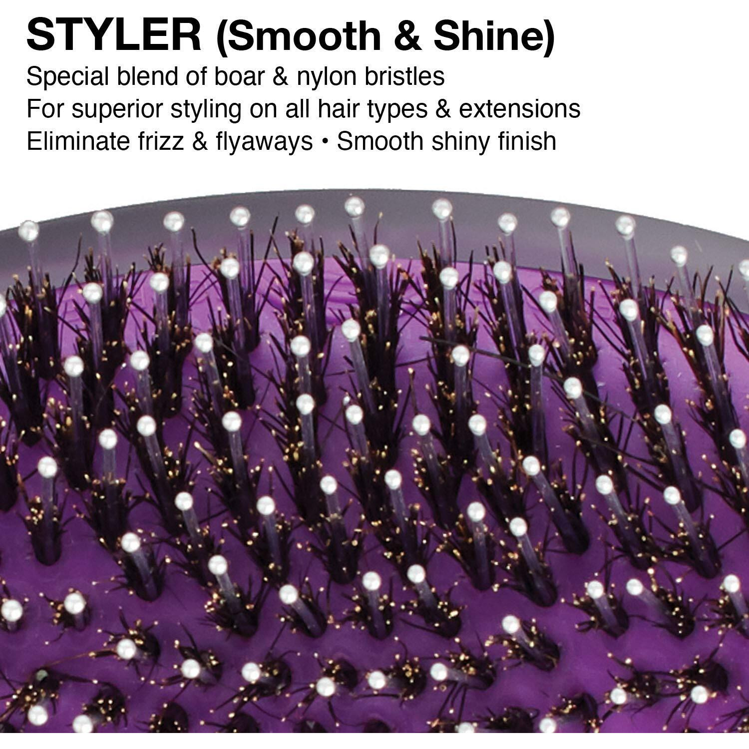 Olivia Garden Og Brush Styler, To Smooth And Add Shine, All Hair Types, Removable Cushion For Easy Cleaning, Scalp Hugging For Scalp Massage, Gentle, For Women, Men And Children, Black